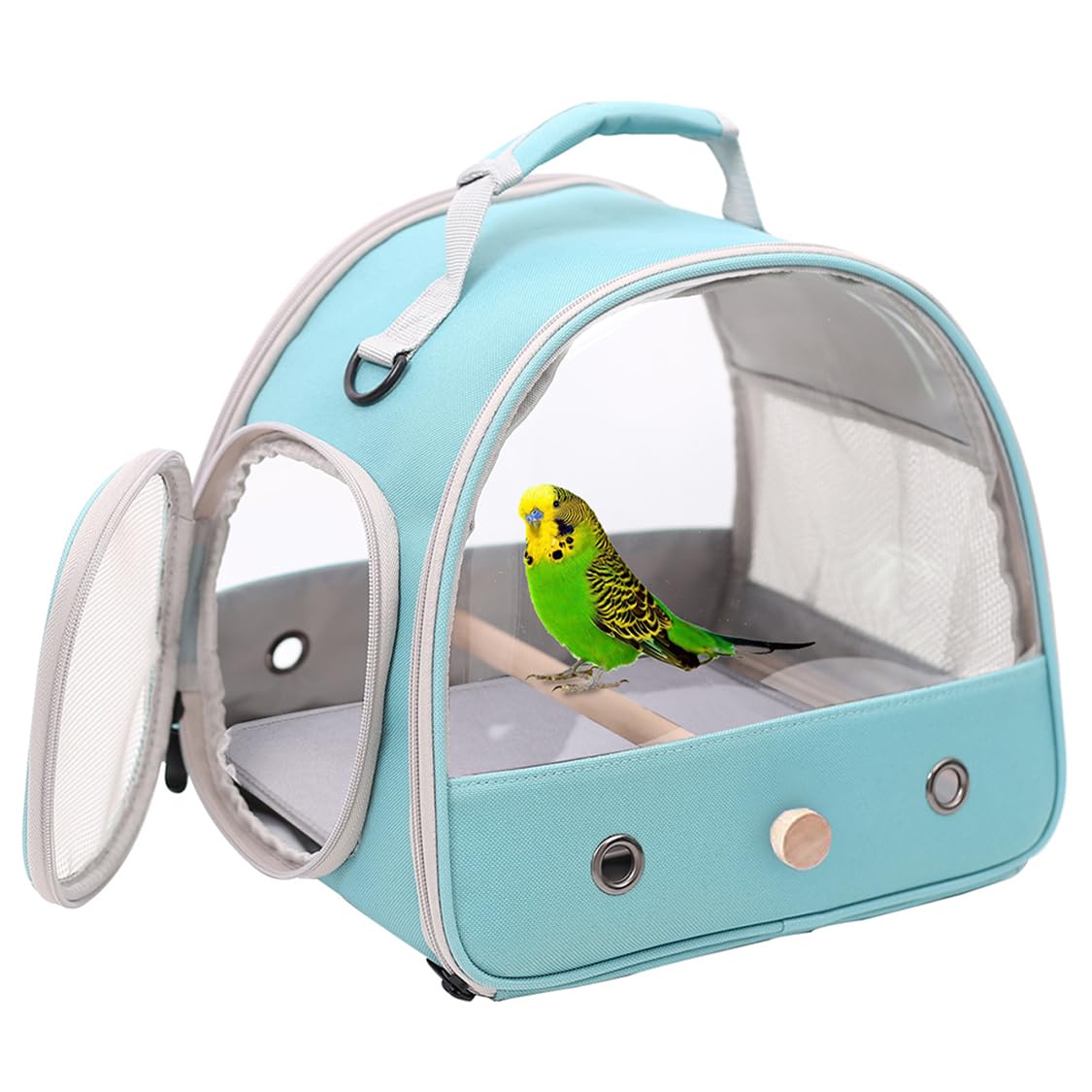 Small Bird Travel Cage Carrier, Portable Small Bird Parrot Parakeet Carrier with Standing Perch and Comfy Mat (NO Tray), Bird Ca