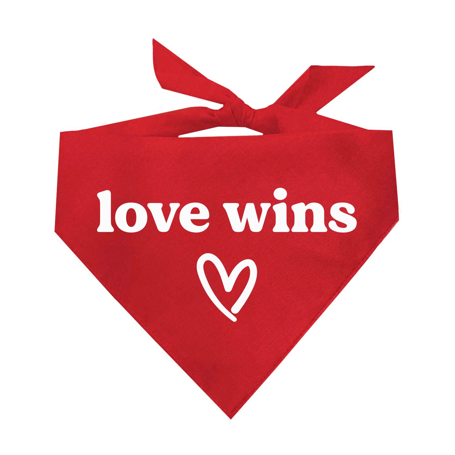 Love Wins Dog Bandana | 100% Cotton Adjustable Triangle | Made In Usa | Pride Day | Lgbtq+ | Rainbow | Parade |Red, X-Small (720