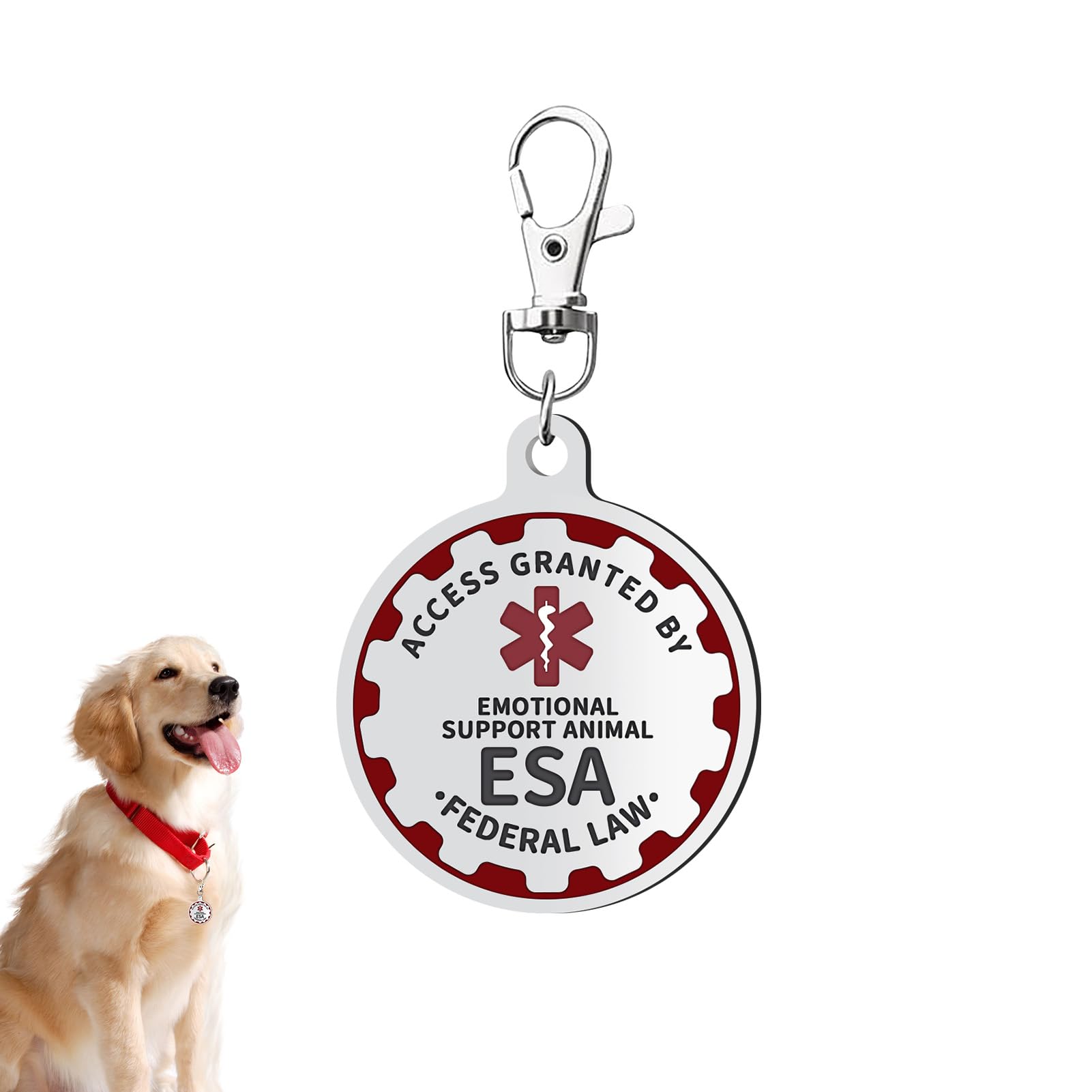 Emotional Support Dog Tag Emotional Support Dog Tag Metal Pet Id Tags Esa Tag Red Medical Alert Symbol Double Sided, Navy Letter