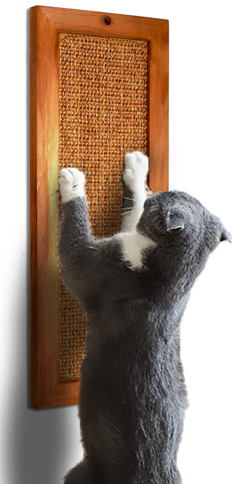 Lsaifater Cat Scratching Post, Wooden Sisal Wall Scratcher, Floor Or Wall Mounted Vertical Scratch Pad For Indoor Cats, Adults O