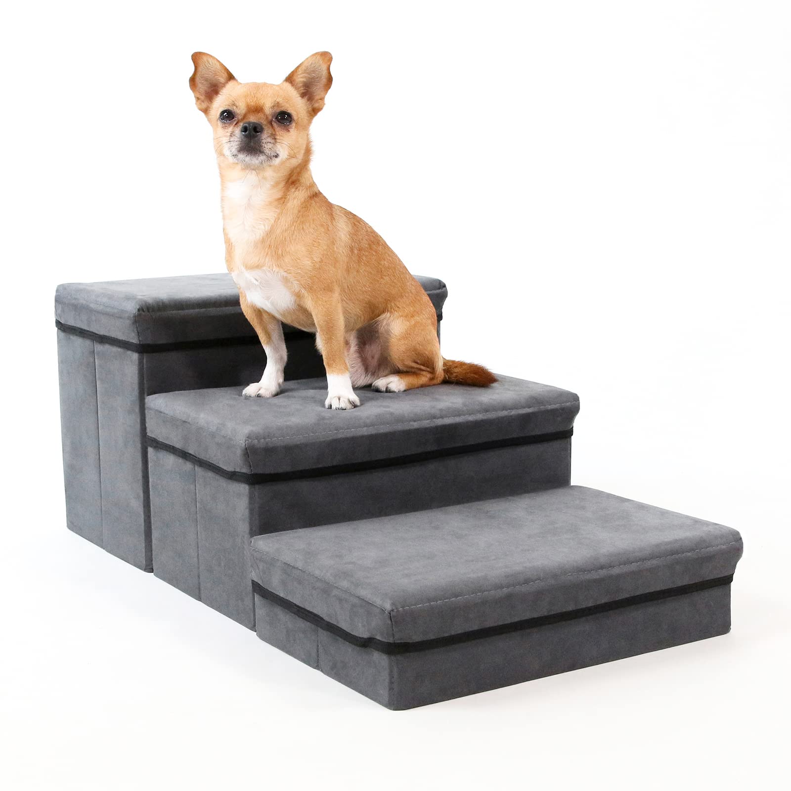 Foldable Dog Stairs/Steps 3-Tier Pet Steps Storage and Adjustable Steps for Small Medium Dogs Pet Steps Storage Stepper for High