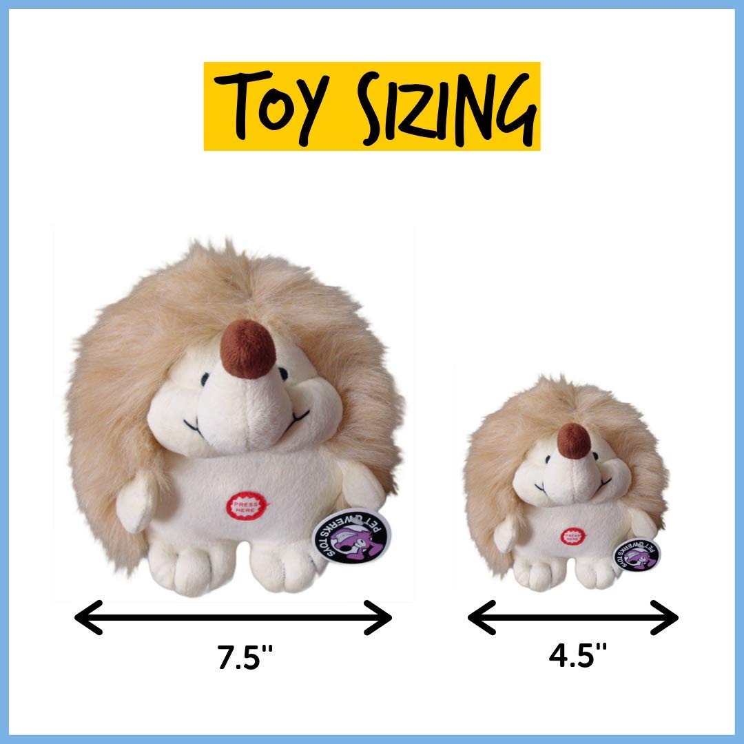 Pet Qwerks Plush Interactive Dog Toys - Chattering Hedgehog - 4.5 In, All Breed Sizes