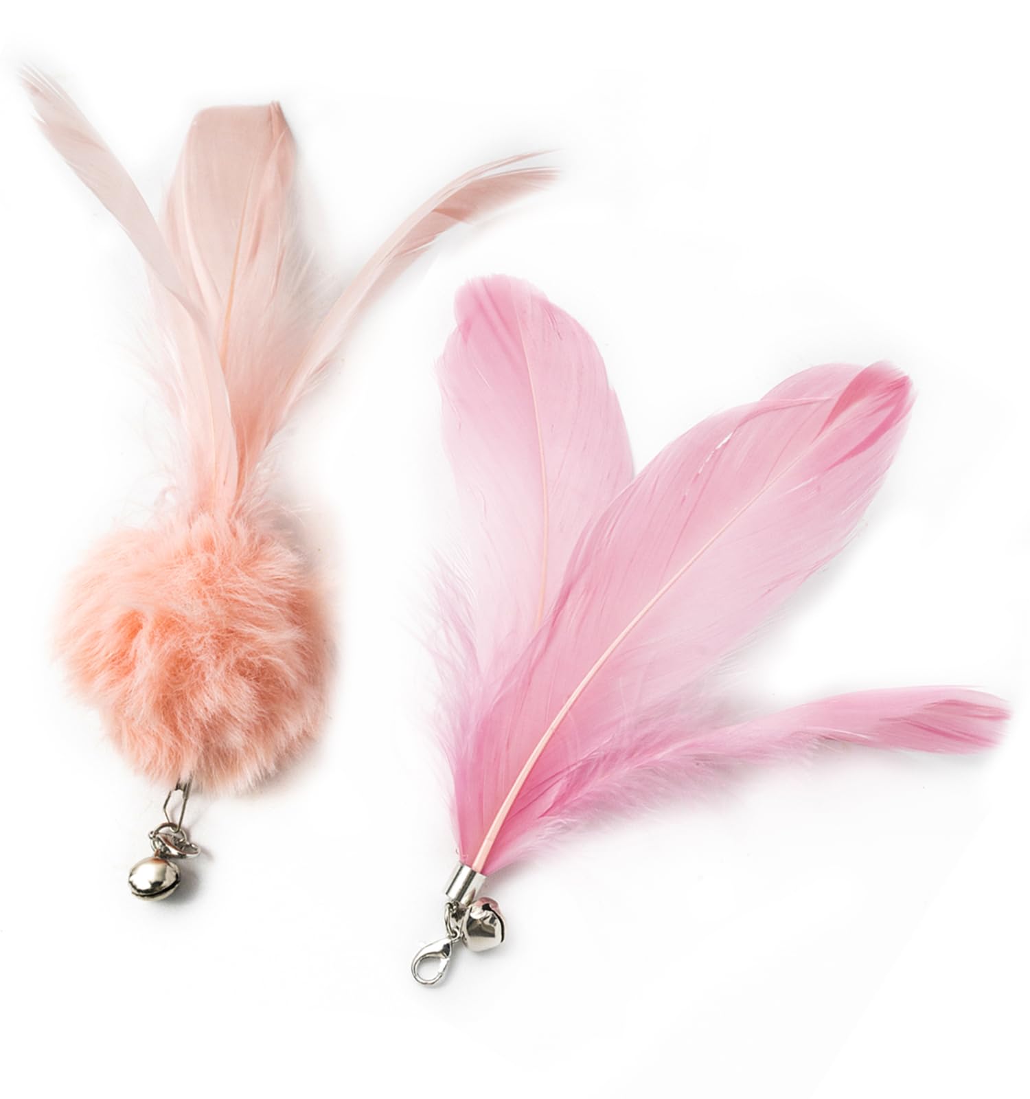 Generic Cat Feather Toy For Cat Pink 2Pcs Prue Cat Feather Toy For Cat, Feather Stick With Bell And Feather Accessories, Interac