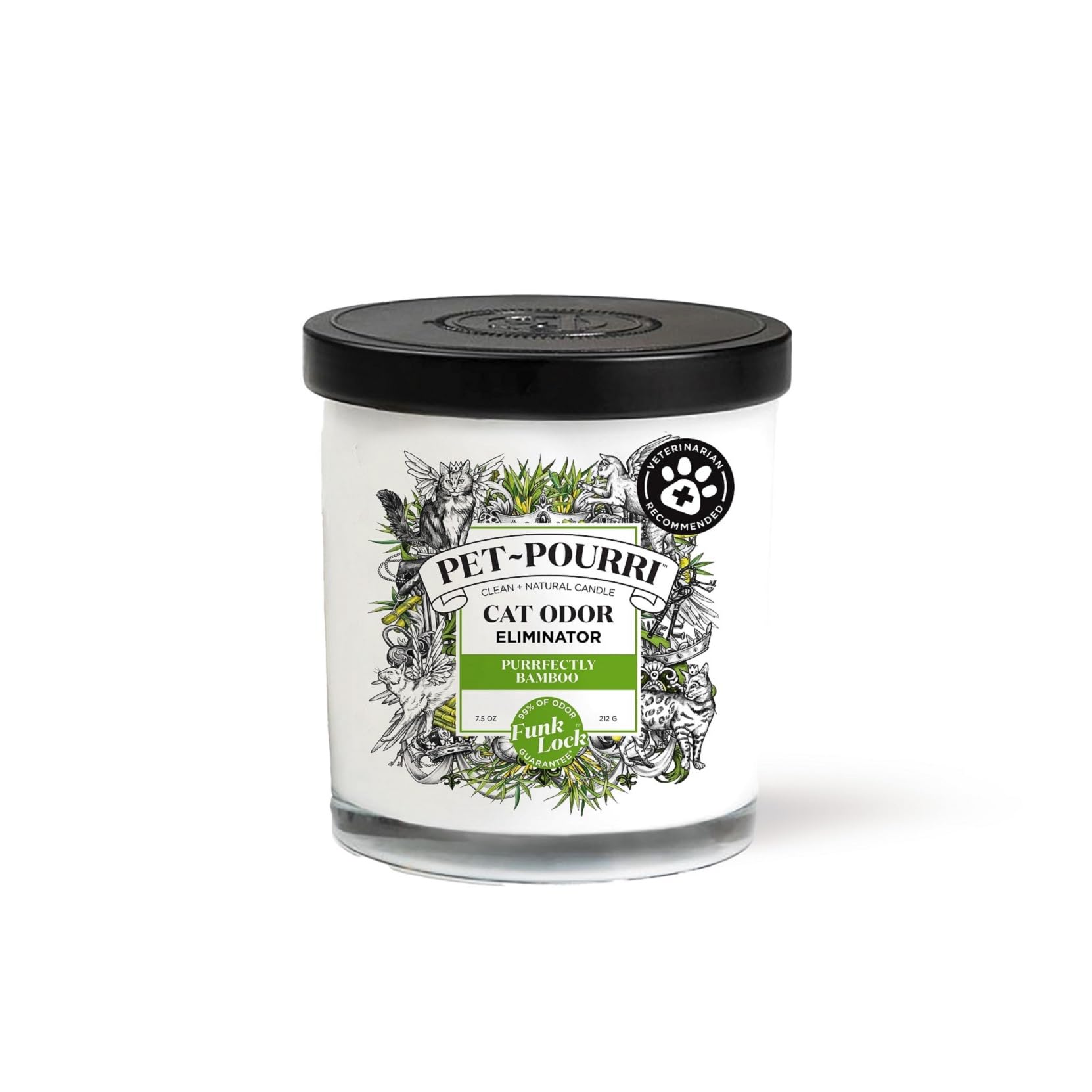 Pet-Pourri Purrfectly Bamboo Cat Deodorizer Candle - Cat Safe Plant Based Ingredients & Wax - Vet Approved - Aromatherapy & Air 
