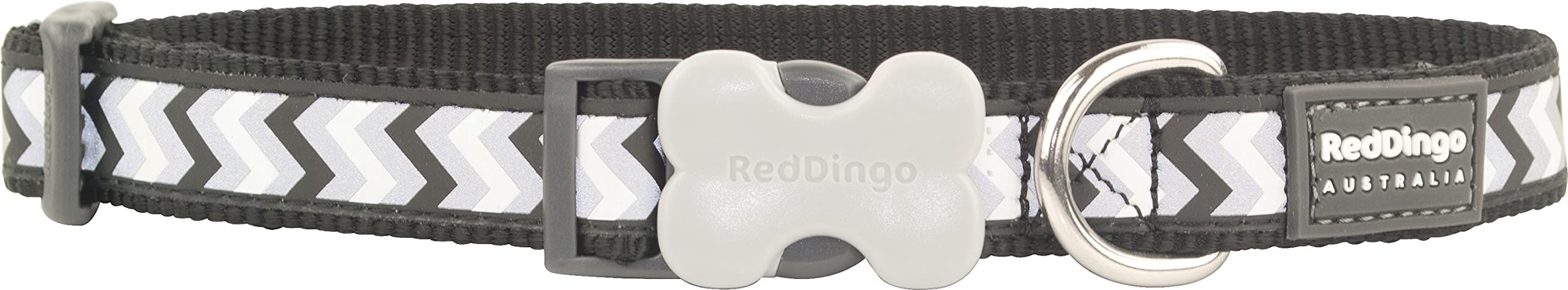 Red Dingo Reflective Ziggy Dog Collar, Small, Black