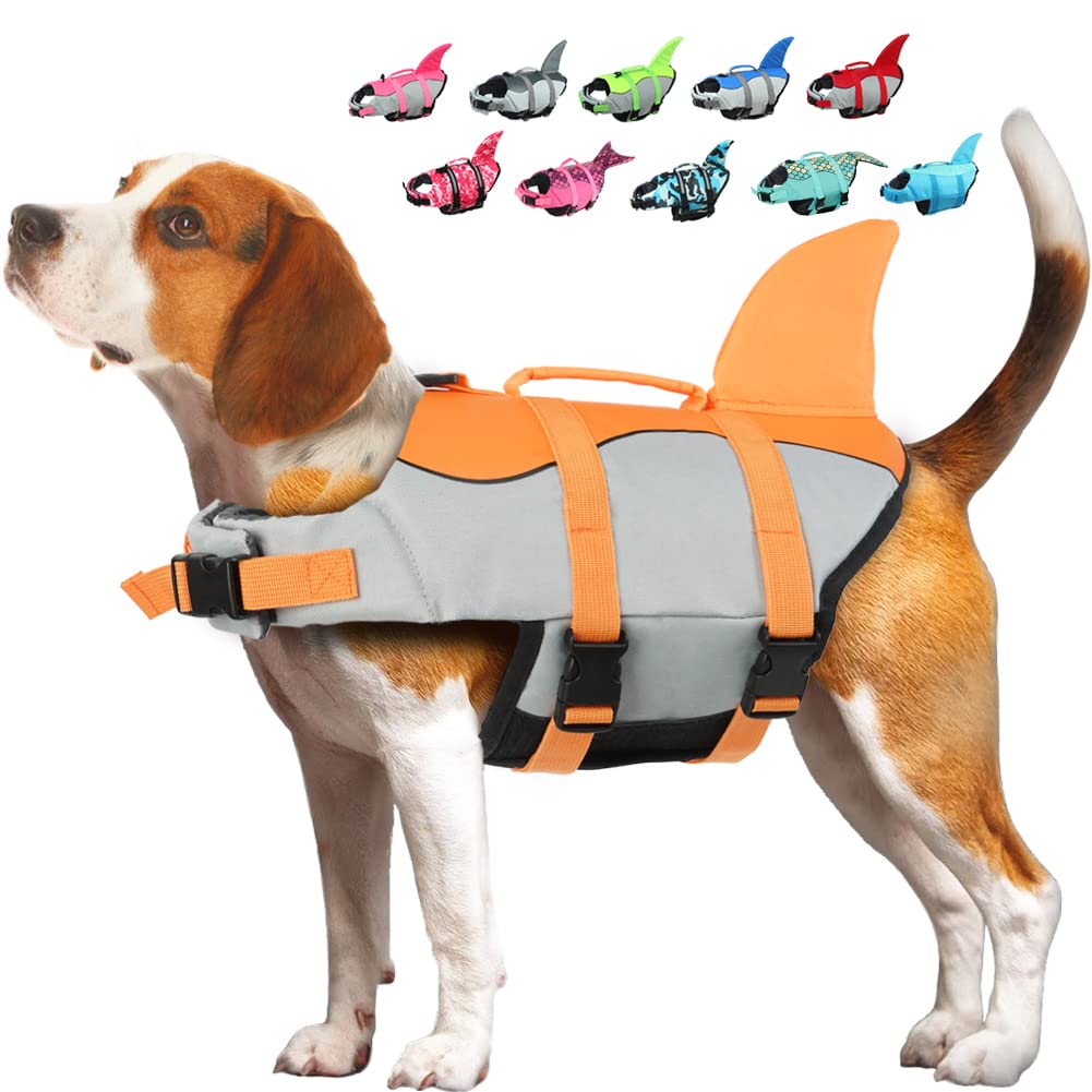 Emust Dog Life Jacket, Ripstop Dog Lifesaver Vests With Rescue Handle For Small Medium And Large Dogs, Pet Safety Swimsuit Prese