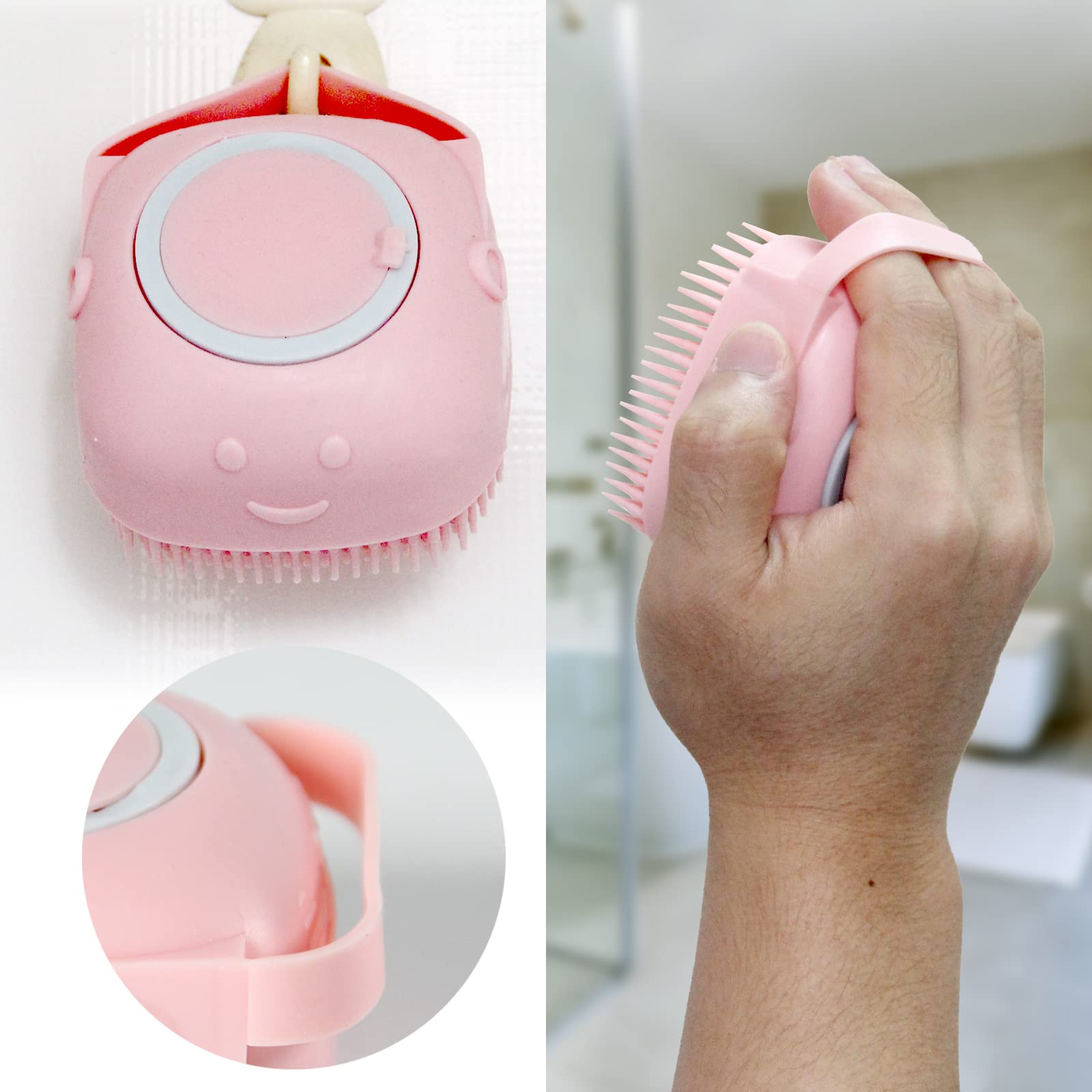 Woleigiao Pet Bath Brush Dog Bath Brush Shampoo Dispenser Soft Silicone Dog Bathing Brush Dog Shampoo Brush Scrubbers For Cats A