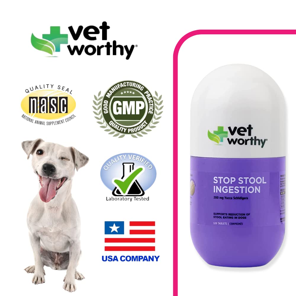Vet Worthy Stop Stool Ingestion -Coprophagia - Dogs Supplement to Prevent Stool Eating - Dog Supplement with Yucca Schidigera, P