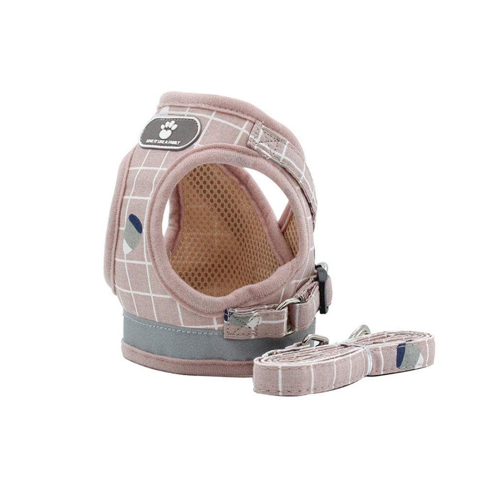 FEimaX No Pull Dog Harness and Leash Set, Soft Padded Pet Plaid Vest Harness for Small Medium Dogs and Cats, Reflective Ajudstab