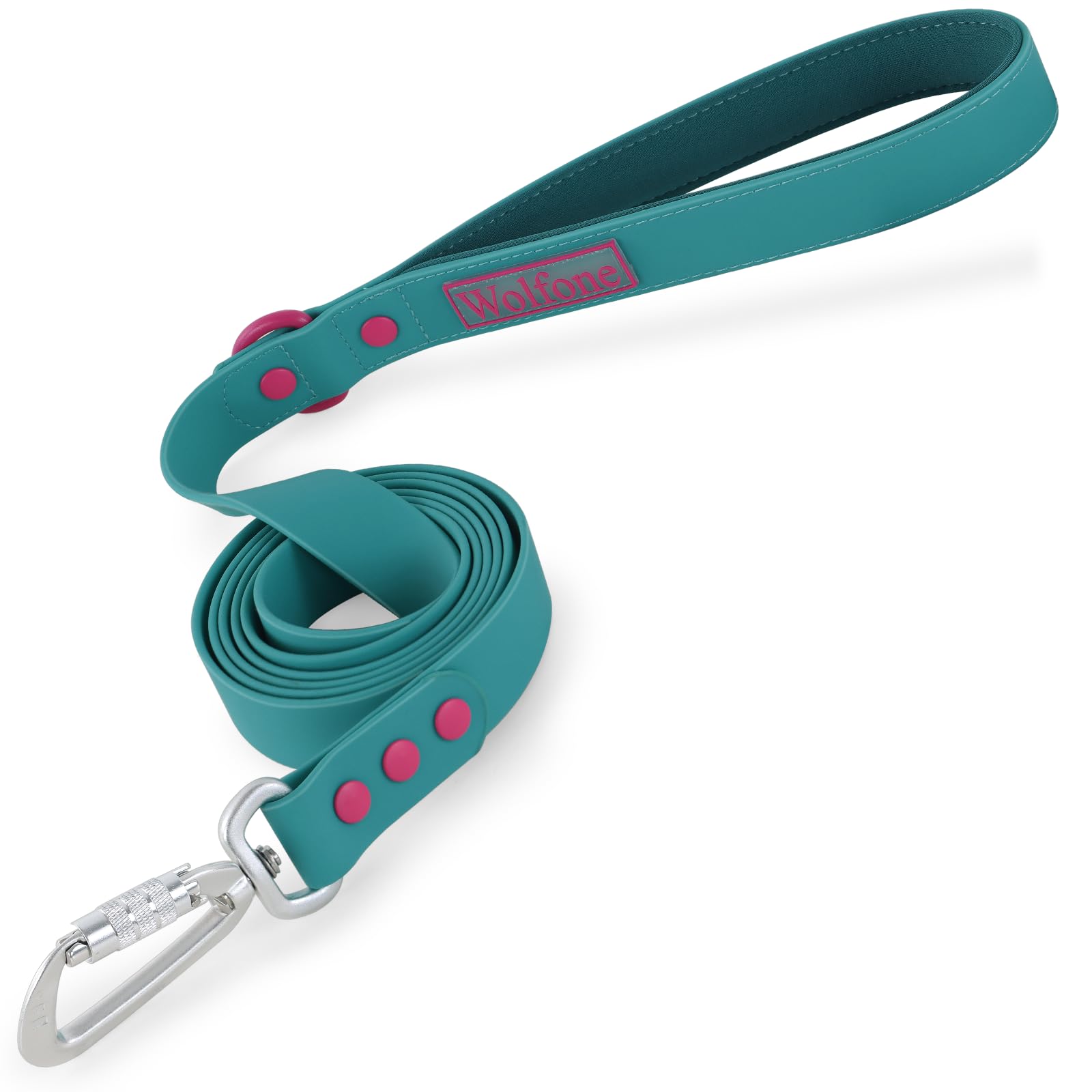 Wolfone 6Ft Safety Auto-Lock Carabiner Dog Leash Soft Handle Waterproof Cute Colored Leash For Dogs Viridian Green