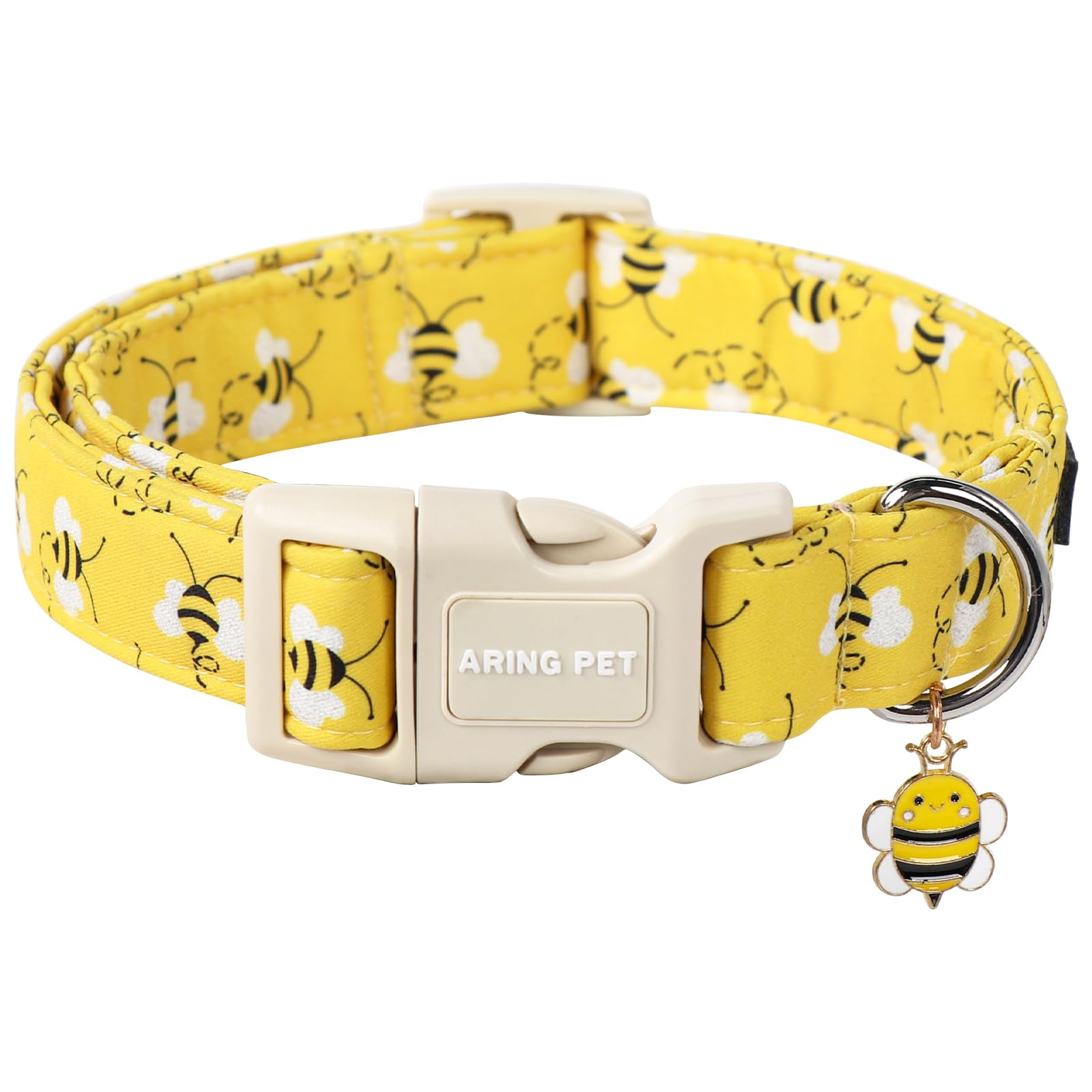 Aring Pet Bees Dog Collar-Cute Dog Collar For Small Dogs, Adjustable Yellow Bees Print Pet Collars Puppy Collar For Small Medium