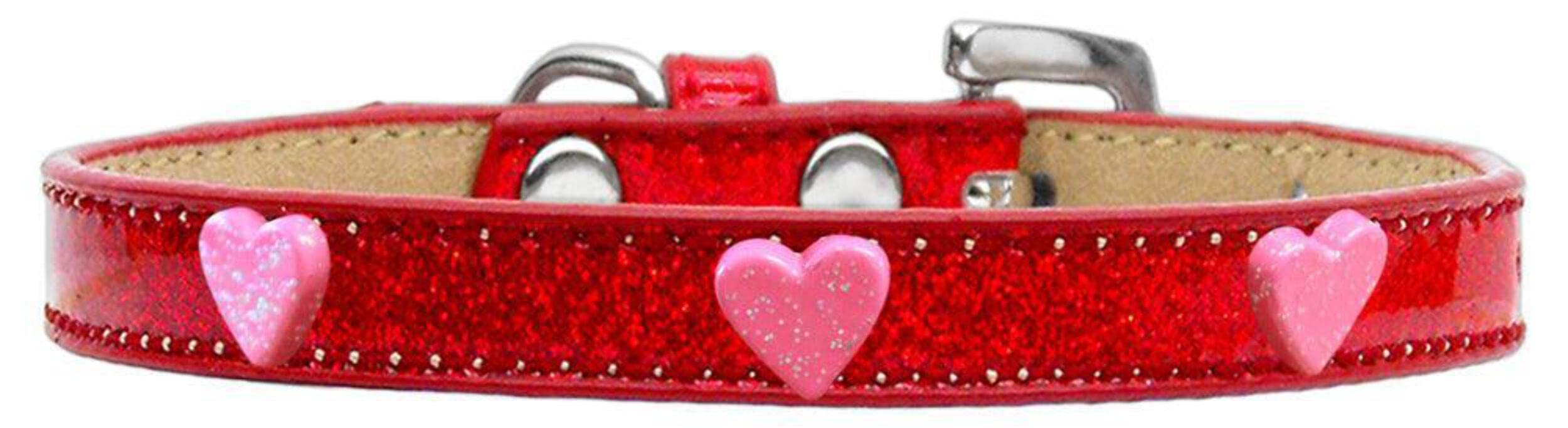 Dog, Puppy & Pet Widget Ice Cream Collar, &quot;Pink Glitter Heart&quot; Pink 20