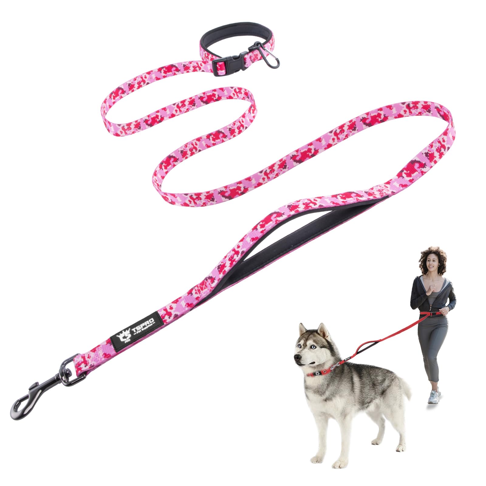 TSPRO Hands Free Dog Leash for Small Dogs, Adjustable Durable Leash with Comfortable Safety Padded Handle, Heavy Duty Metal Clas