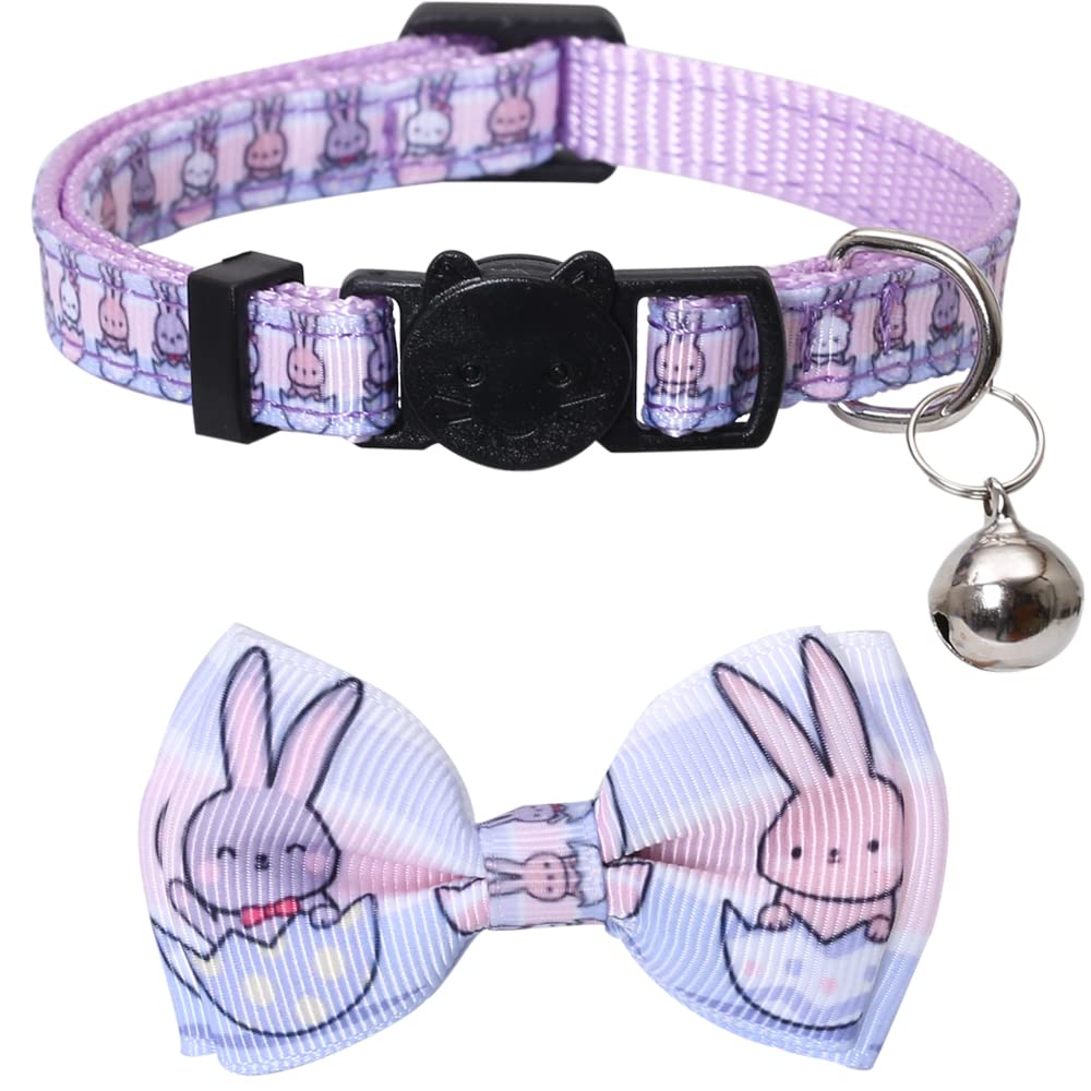 Lamphyface Easter Cat Collar Breakaway With Cute Bow Tie And Bell For Kitty Adjustable Safety Easter Egg Bunny