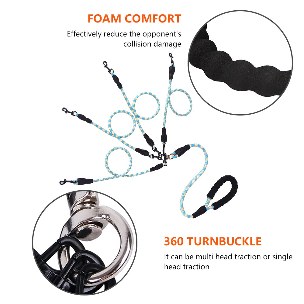 Four Dog Training Leash With Reflective, 360 Swivel No Tangle, Comfortable For Large Medium Small Dogs (Blue, Four Leashes)