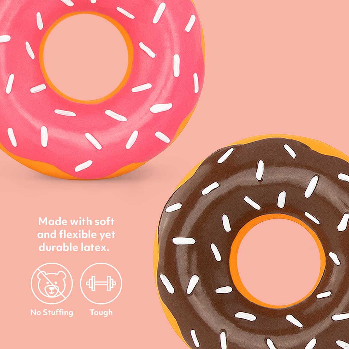 Zippypaws Latex Donutz, Durable Dog Toy For Interactive Play, No Stuffing - Halloween Mini Donutz (3-Pack)