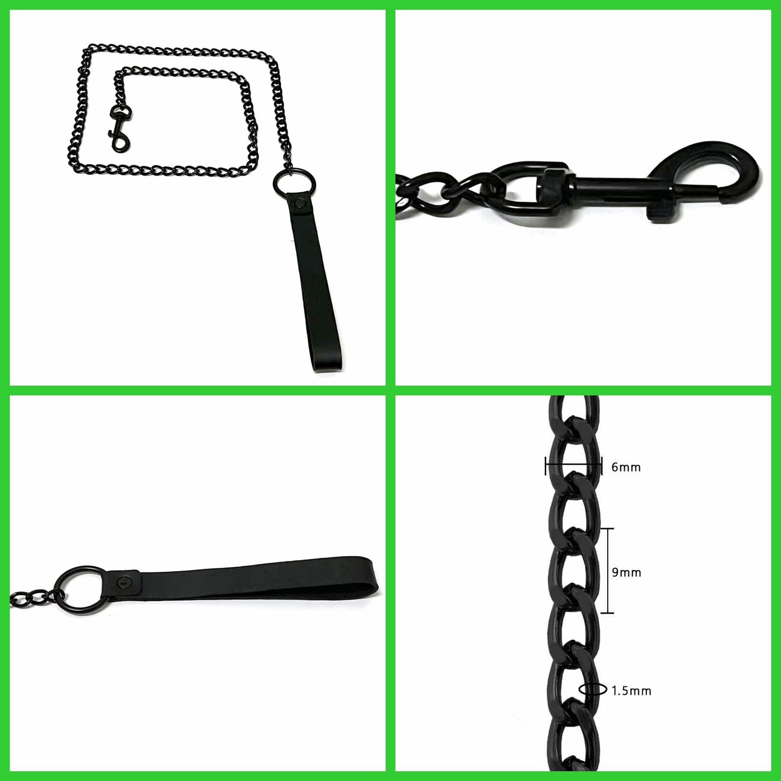 Tosmifairy Black Leather Choker Collar & Leash Set for Dogs - Vintage Love Heart, 16.5 inches, Emo Gothic Cosplay Gift