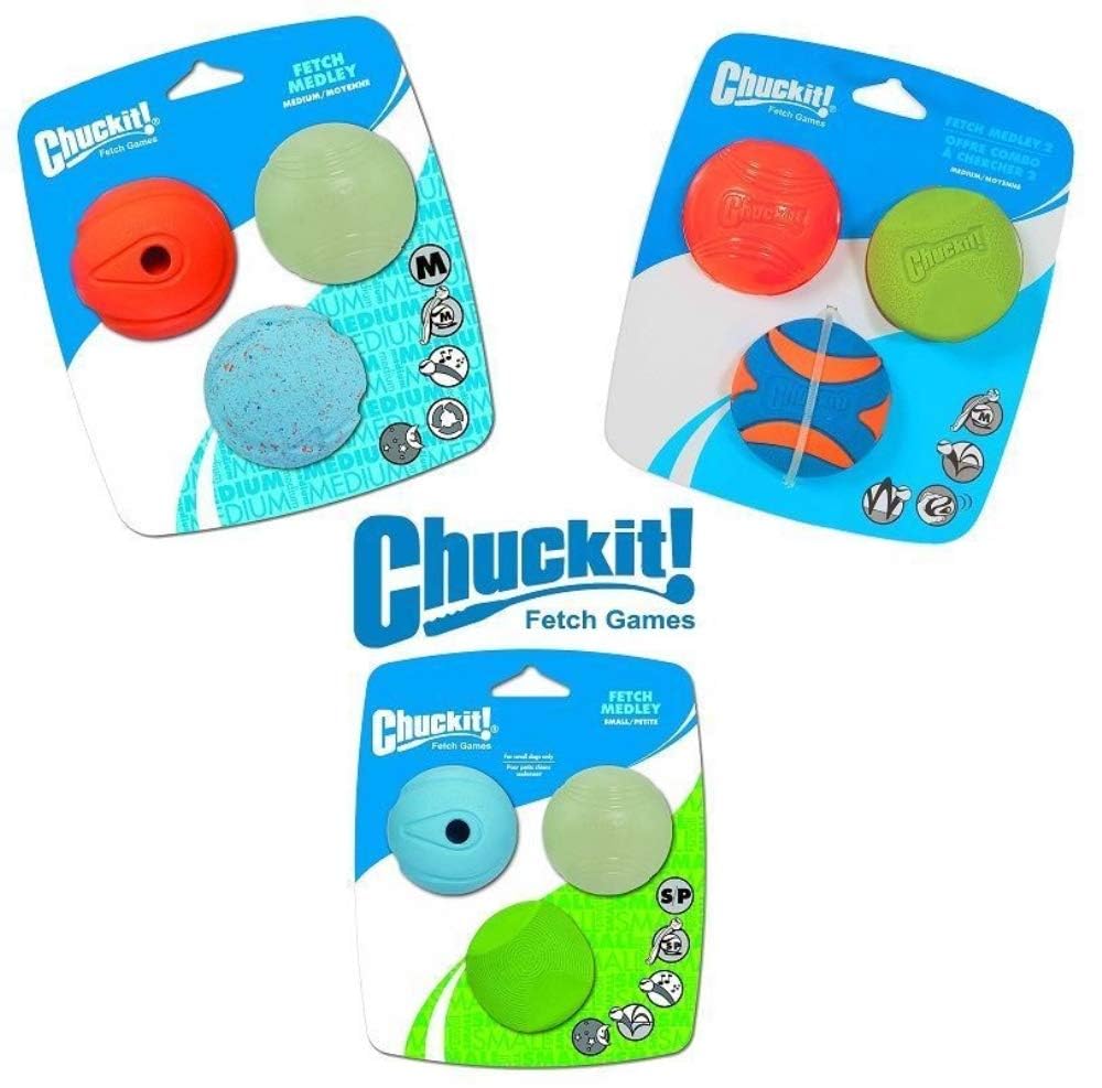 Chuckit! Fetch Medley Dog Ball Dog Toys, Small (2 Inch) Pack Of 3, For Small Breeds