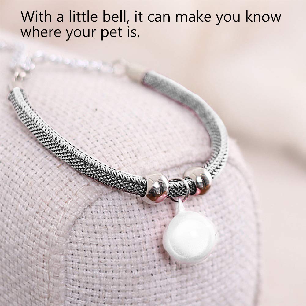 Japanese Pets Cat Collar Adjustable Kitty Kitten Necktie Nylon Necklace Grooming Accessories Pet Supplies With Bell Extension Chain For Wedding Party Birthdays Photoshot (White)