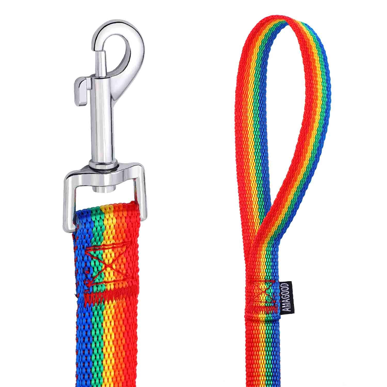 Amagood Dog/Puppy Obedience Recall Training Agility Lead-15 Ft 20 Ft 30 Ft 50 Ft Long Leash-For Dog Training,Recall,Play,Safety,Camping (50Feet, Rainbow)