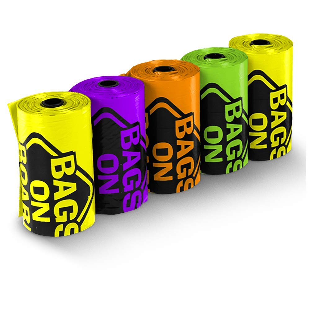 Bags On Board Dog Poop Bags - Strong, Leak Proof Dog Waste Bags - 9 X14 Inches, 315 Multi-Colored Bags