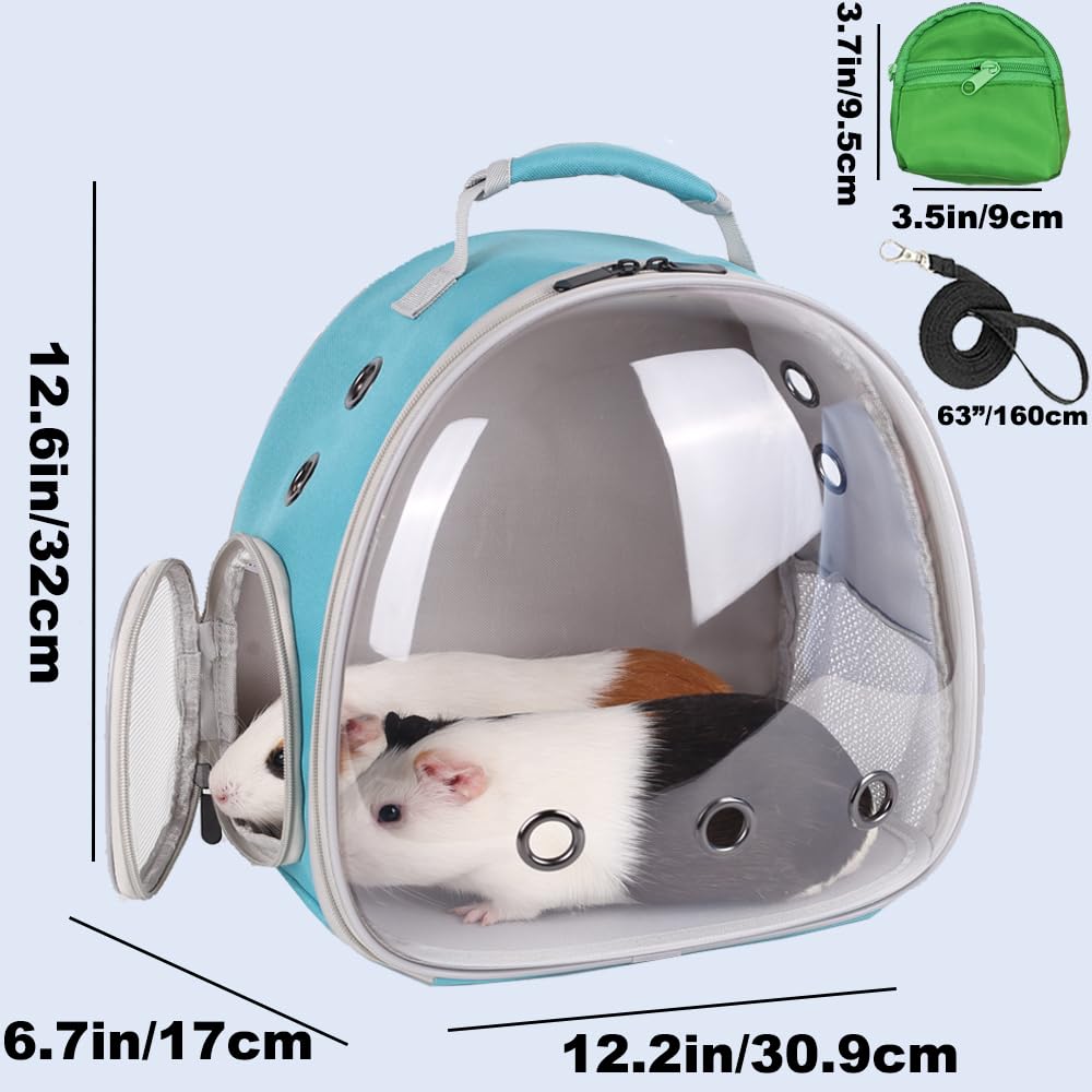 Portable Guinea Pig Backpack With Small Bag Harness And Leash Set, Space Capsule Bubble Pet Carrier Cage Travel For Rabbit, Bear