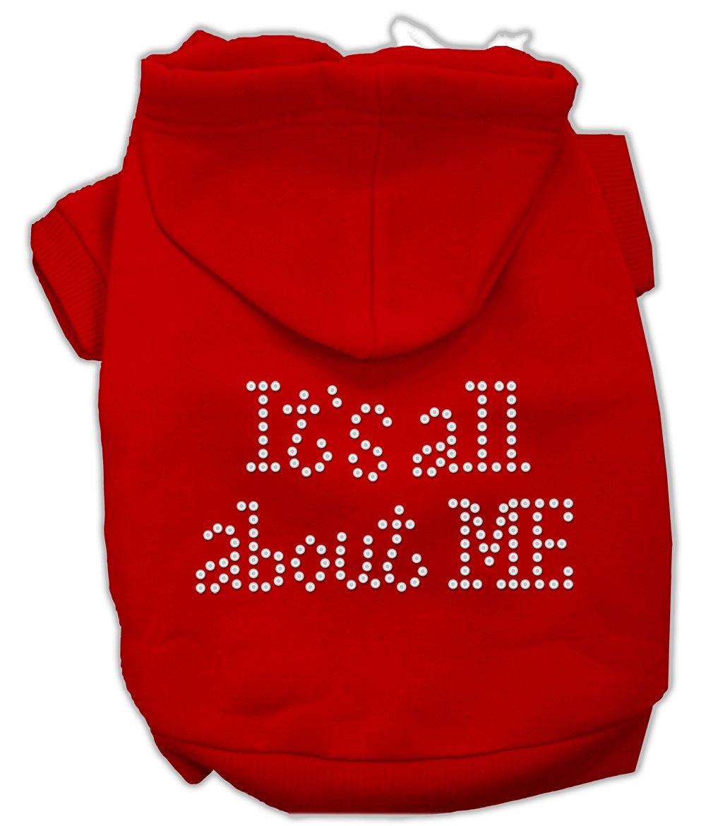 Mirage Pet Products 16-Inch It's All About Me Rhinestone Hoodies, X-Large, Red
