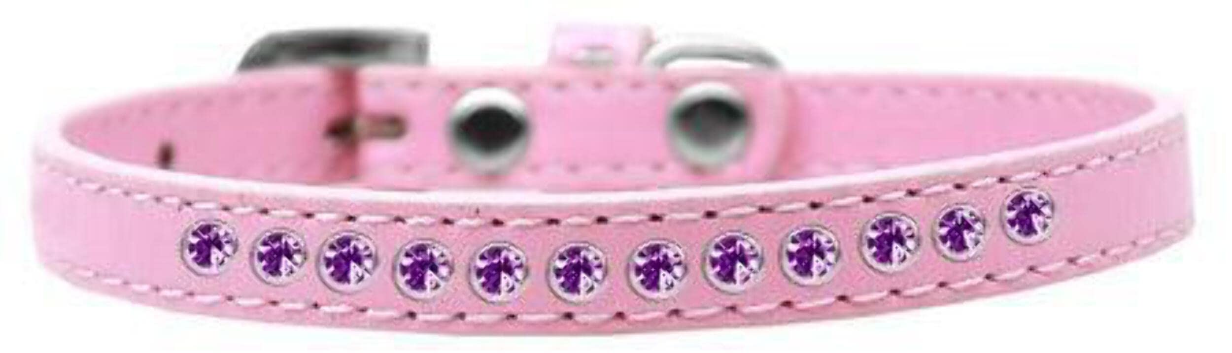 Mirage Pet Products Purple Crystal White Puppy Dog Collar, Size 16