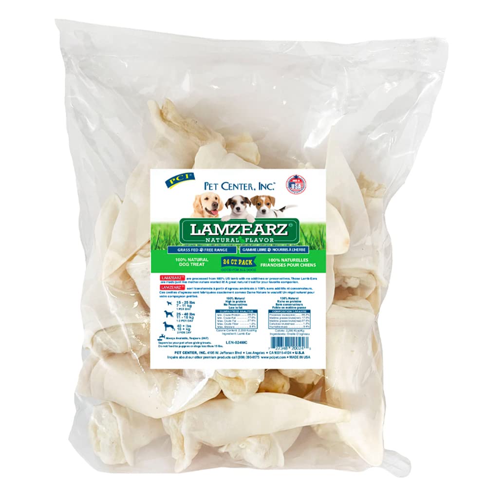 Pet Center, Inc. (PCI - Lamzearz - 24 Pack of Premium Lamb Ear Dog Treats