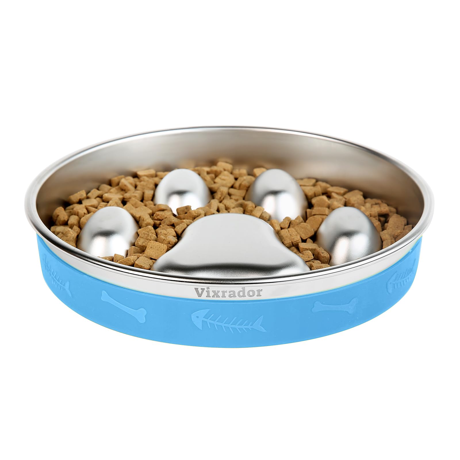 Slow Feeder Dog Bowls Stainless Steel,2 Cups Blue Non-Slip for Small & Medium Sized Dogs,Slow Down Eating Dog Bowl for Fast Eate