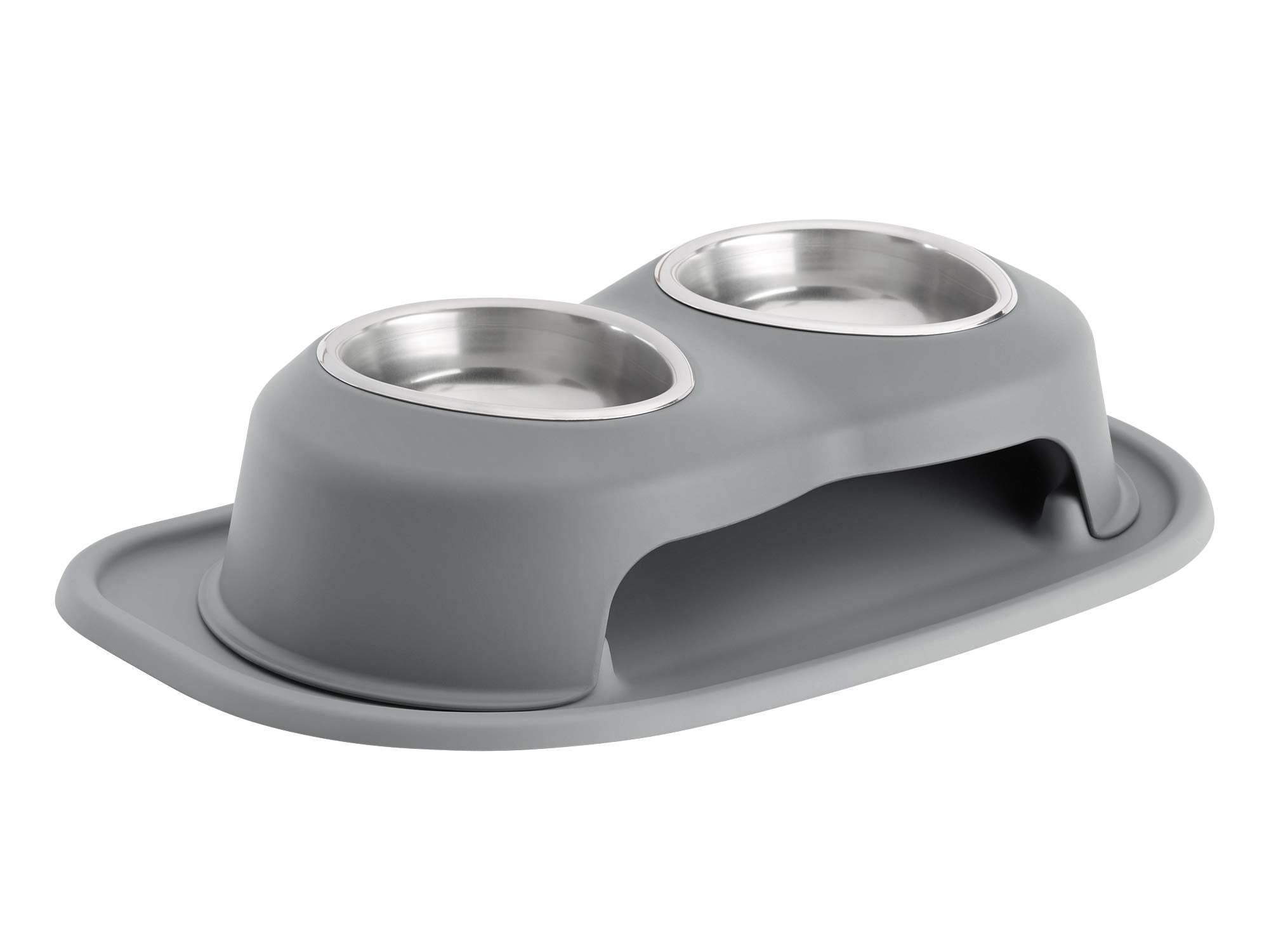 Weathertech Double High Pet Feeding System - Elevated Dog/Cat Bowls - 4 Inch High Dark Grey (Dhc1604Dgdg)