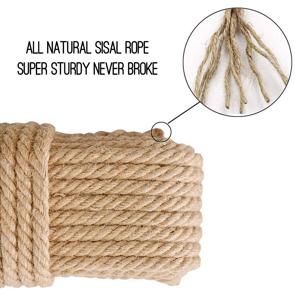 Aoneky Replacement Cat Scratching Post Sisal Rope - Hemp Rope For Cat Tree And Tower (1/4'' 66 Ft)