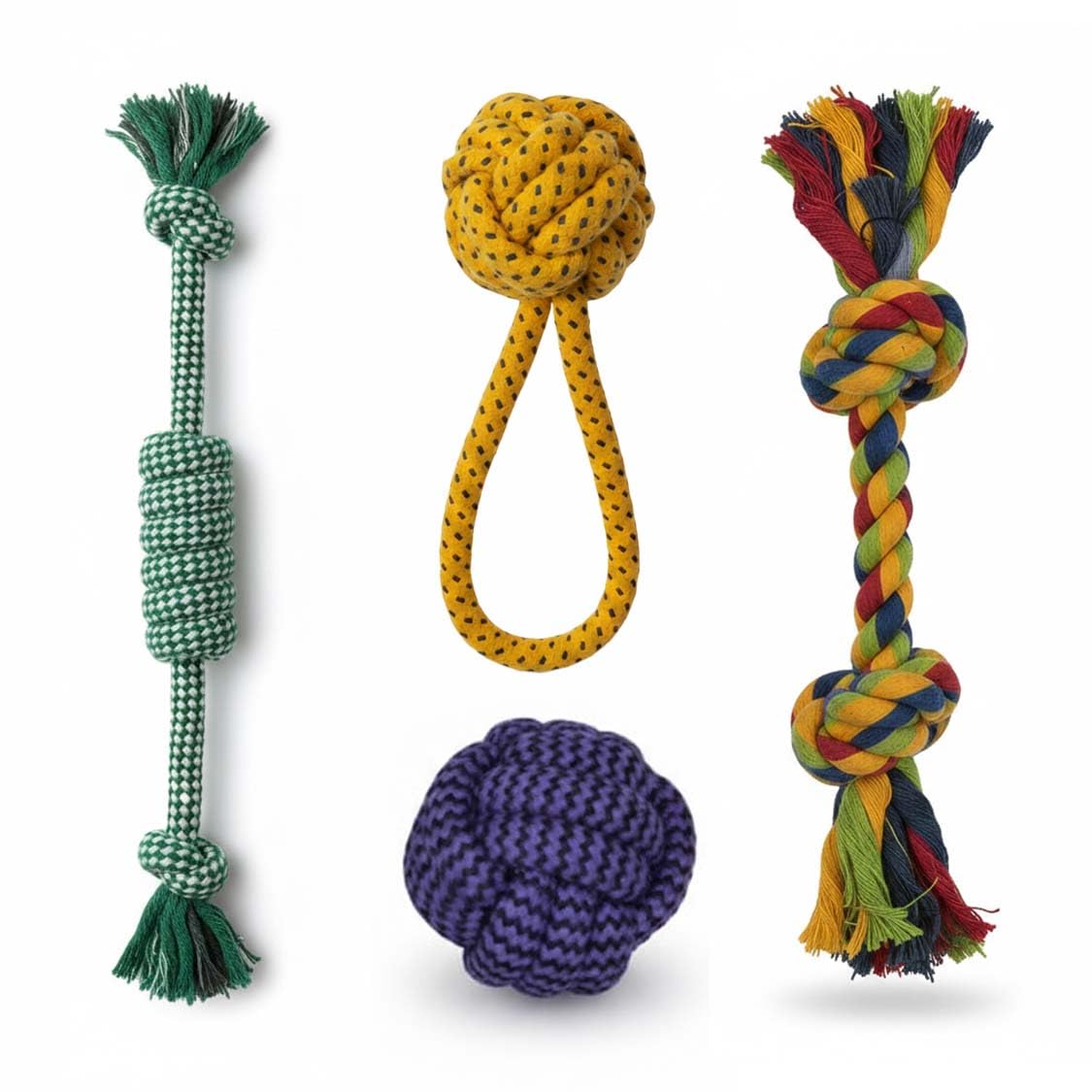 Pets Empire Dog Chew Toy Dog Toys With Knots Combo Of 4 Ropes All Puppy Breeds & Aggressive Chewers, Teething Rope, Fetching Toy