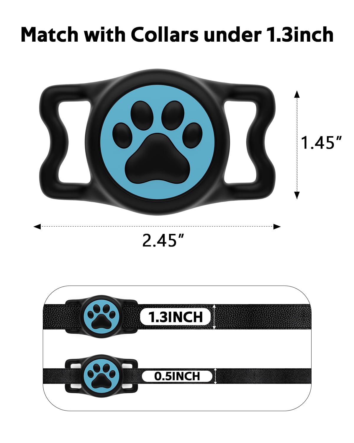 WhoseID IP68 Waterpoof Dog Tag Holder, Stretchy Silicone Full Body Covered tag Holder for Dog Cat Collar Fit All Width Collar (B