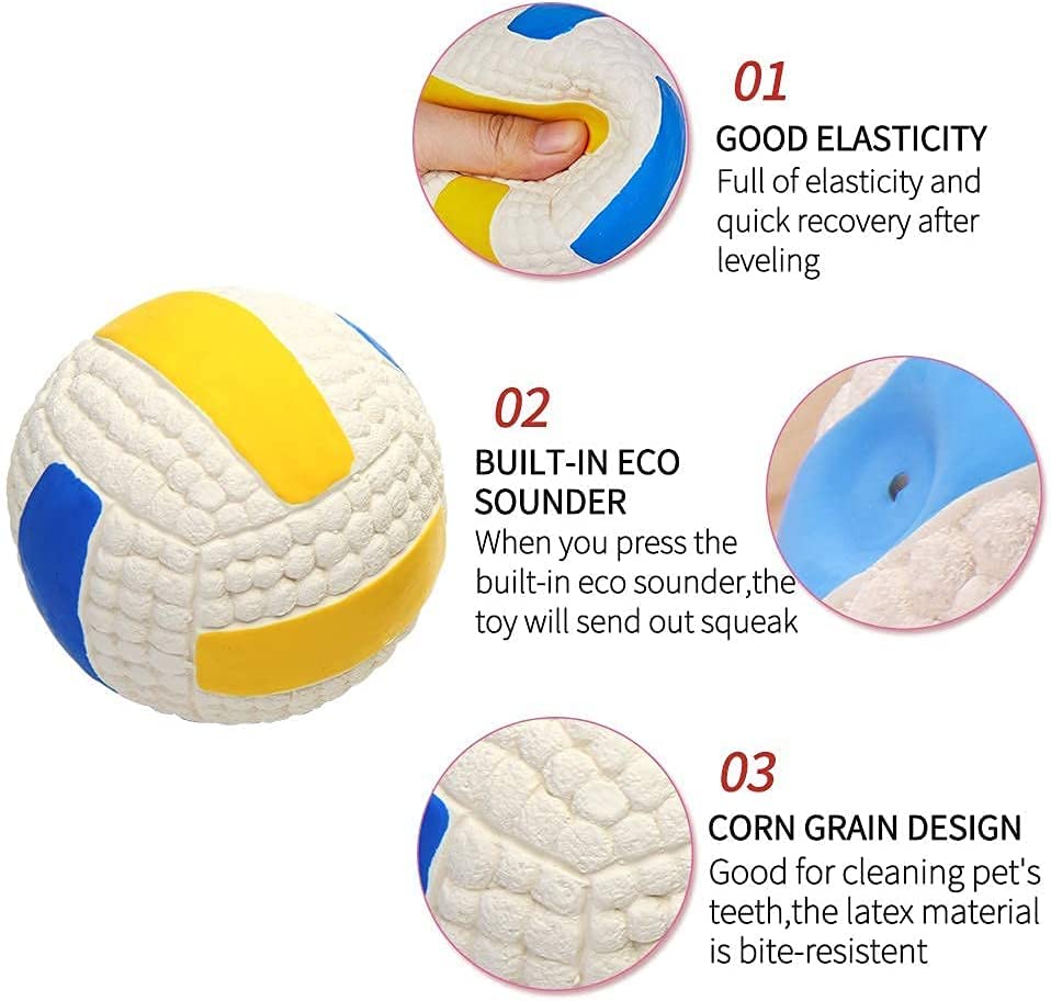 Squeaky Rubber Latex Dog Toy for Small Medium Large Dogs Bouncing Interactive Fetch and Play Floats on Water for Soft Chewer (Sm