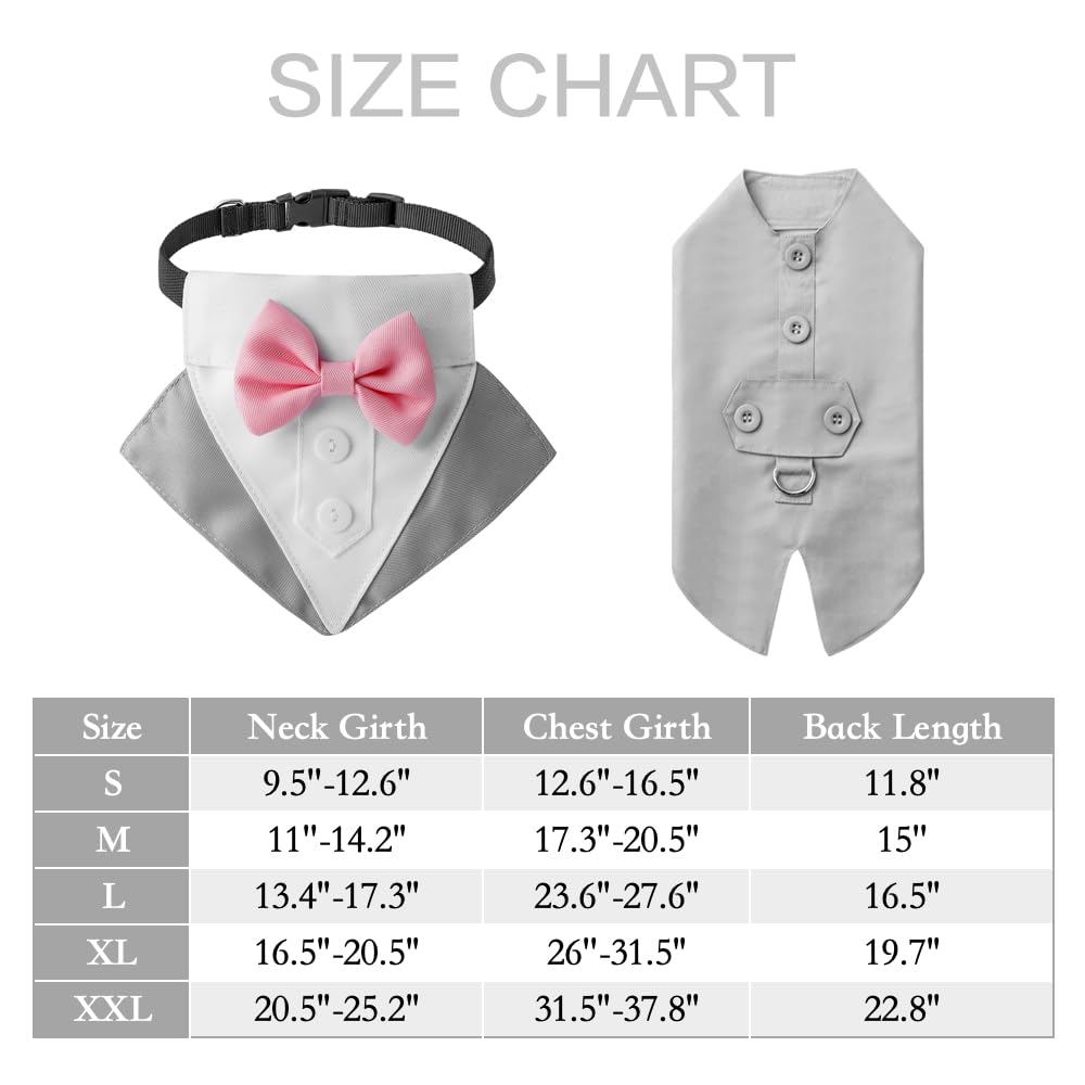 Bnibol Tuxedo Dog Collar For Wedding Engagement And Birthday, Formal Dog Bandana Collar Costume With Bow Tie And Adjustable Buck