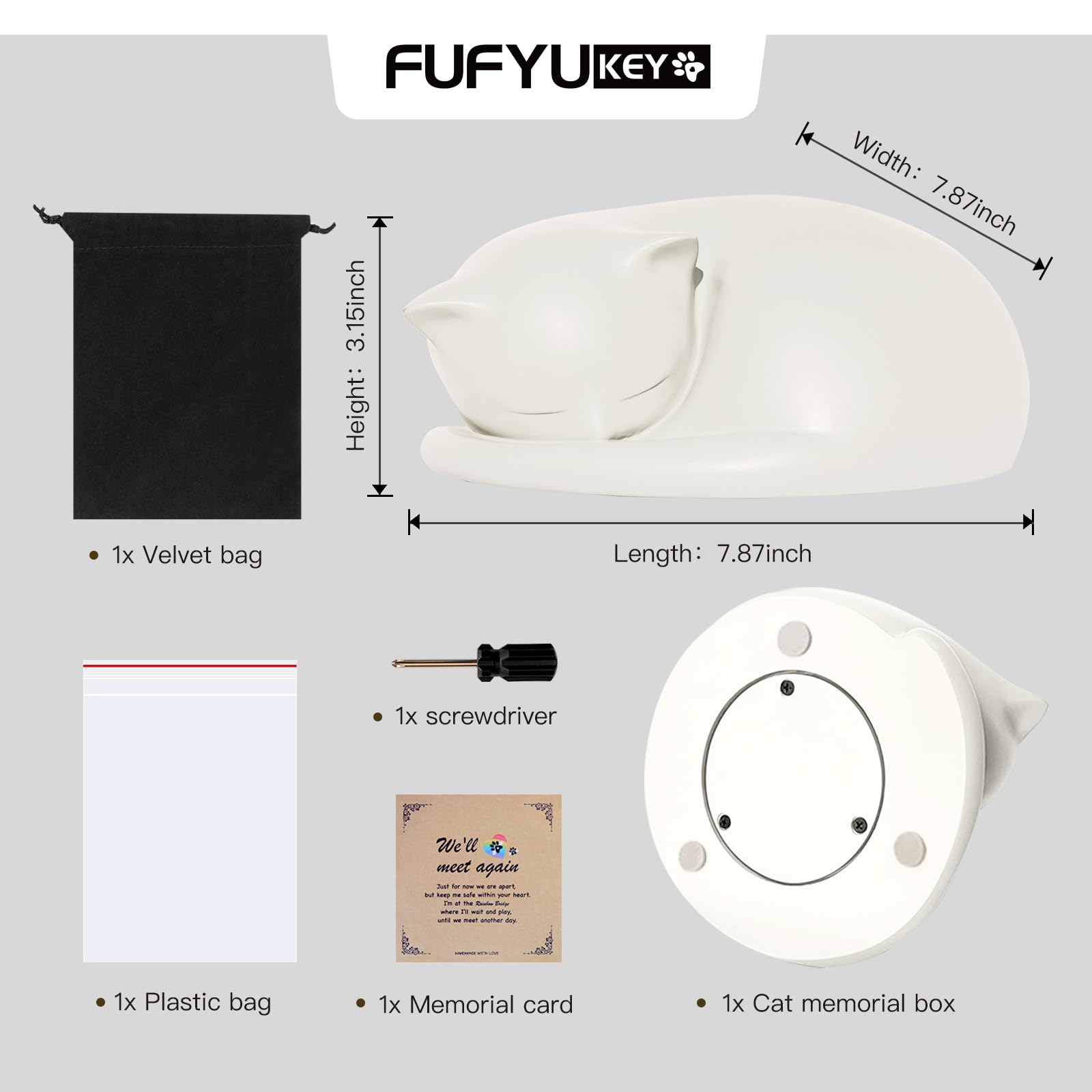 Fufyukey Cat Urn, Cat Urns For Ashes, Pet Urns For Cats, Sleeping Resin Cremation Cats Box For Ash, Pet Memorial Keepsake Funera