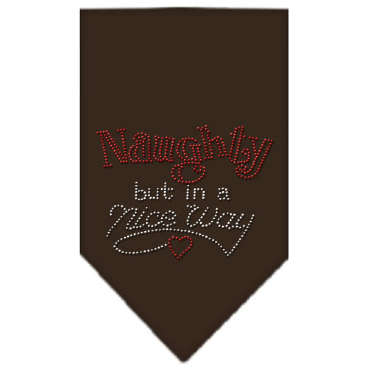 Christmas Pet and Dog Bandana Rhinestone, &quot;Naughty, But In A Nice Way&quot; Cocoa Small