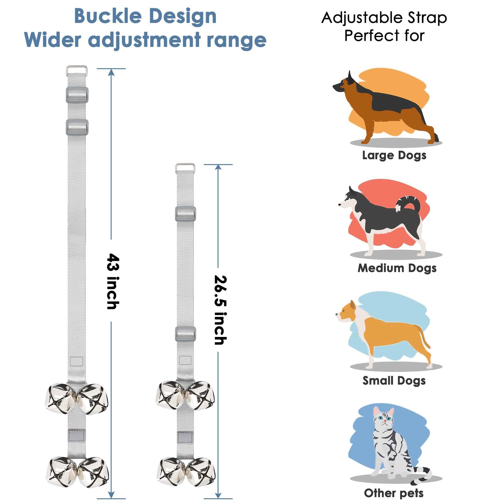 Folksmate Dog Doorbells For Potty Training, 2 Packs Dog Door Bells With Extra Loud Bells Adjustable For Dogs Training, Housebrea