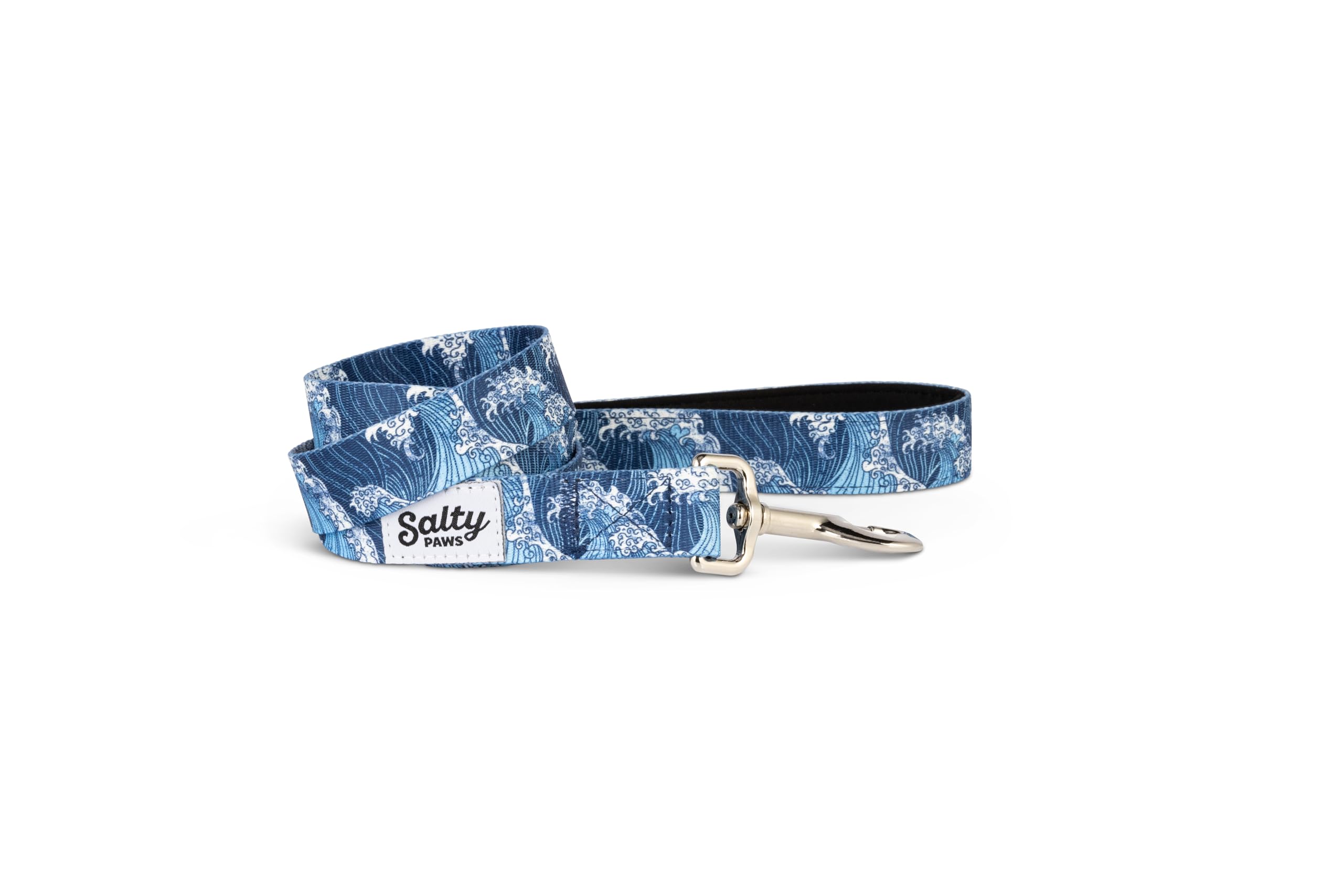 Salty Paws Floral Print Dog Leash Heavy Duty Padded Handle For Small, Medium, Large Dogs Matching (Blue Wave, Medium 6' For Dogs
