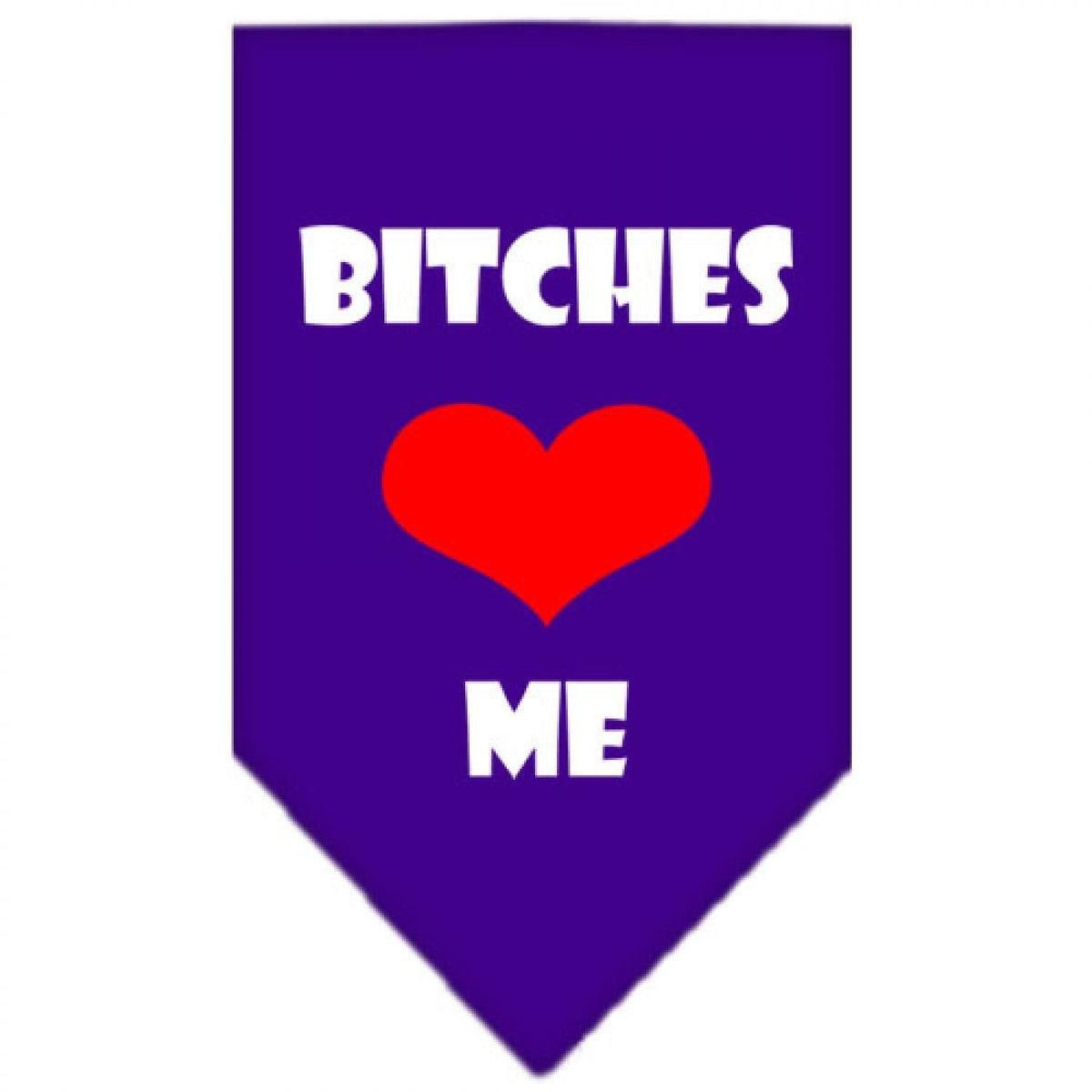 Pet and Dog Bandana Screen Printed, &quot;Bitches Love Me&quot; Purple Small