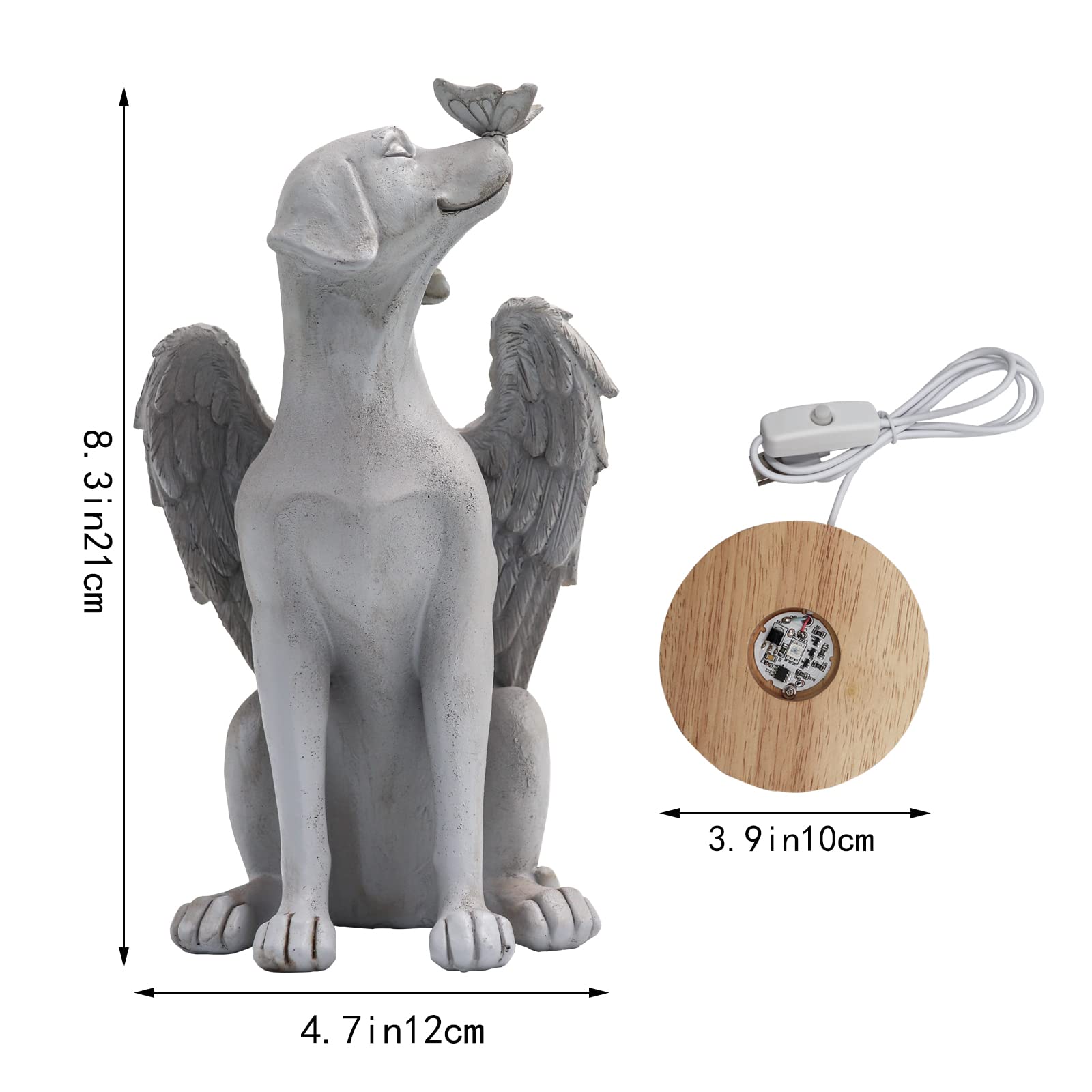 Dnoifne Angel Dog Memorial Statue, Pet Memorial Stones For Dogs, Angel Dog Memorial Gifts, Dog Passing Away Gifts, Pet Loss Gift For Dog, Garden Resin Dog Ornament, Pets Grave Marker, Tribute Statue