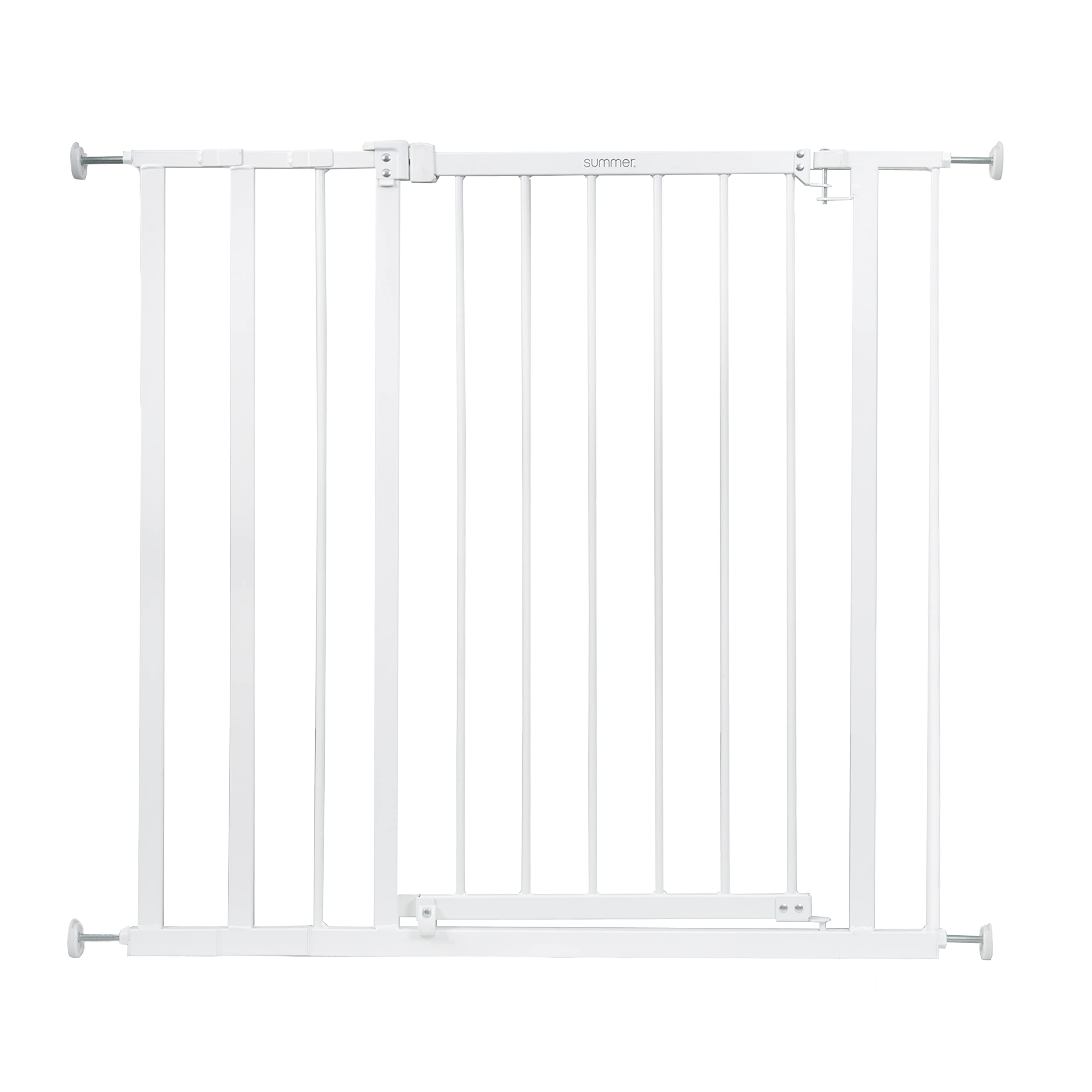 Summer Infant Everywhere Extra Tall & Extra Wide Pet And Baby Gate, 28.75' - 39.75' Wide, 36' Tall, Pressure And Hardware Mounted, Install In-Between Rooms, Doorways And Stairways - White Metal