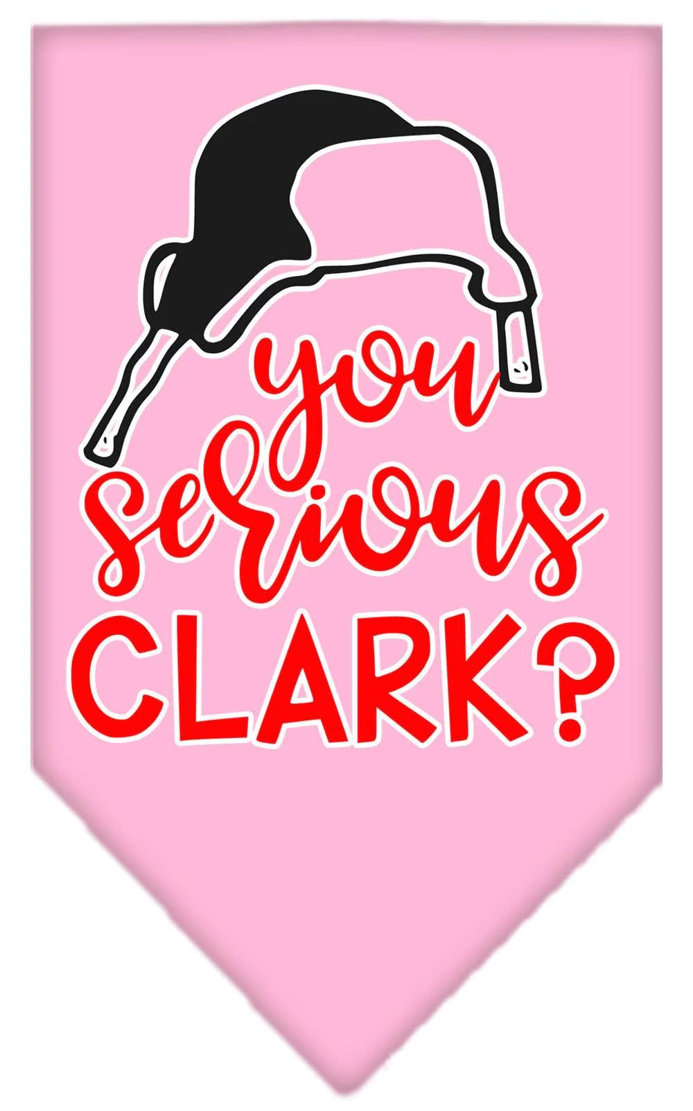 Christmas Pet and Dog Bandana Screen Printed, &quot;You Serious Clark?&quot; Bright Pink Small