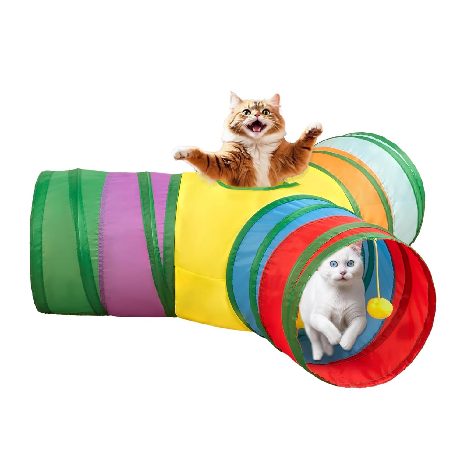 Pet Fun 3 Way Cat Tunnel Collapsible Play Toy, Interactive Kitten Toys, Lightweight & Foldable, Playing Toys For Indoor & Outdoo