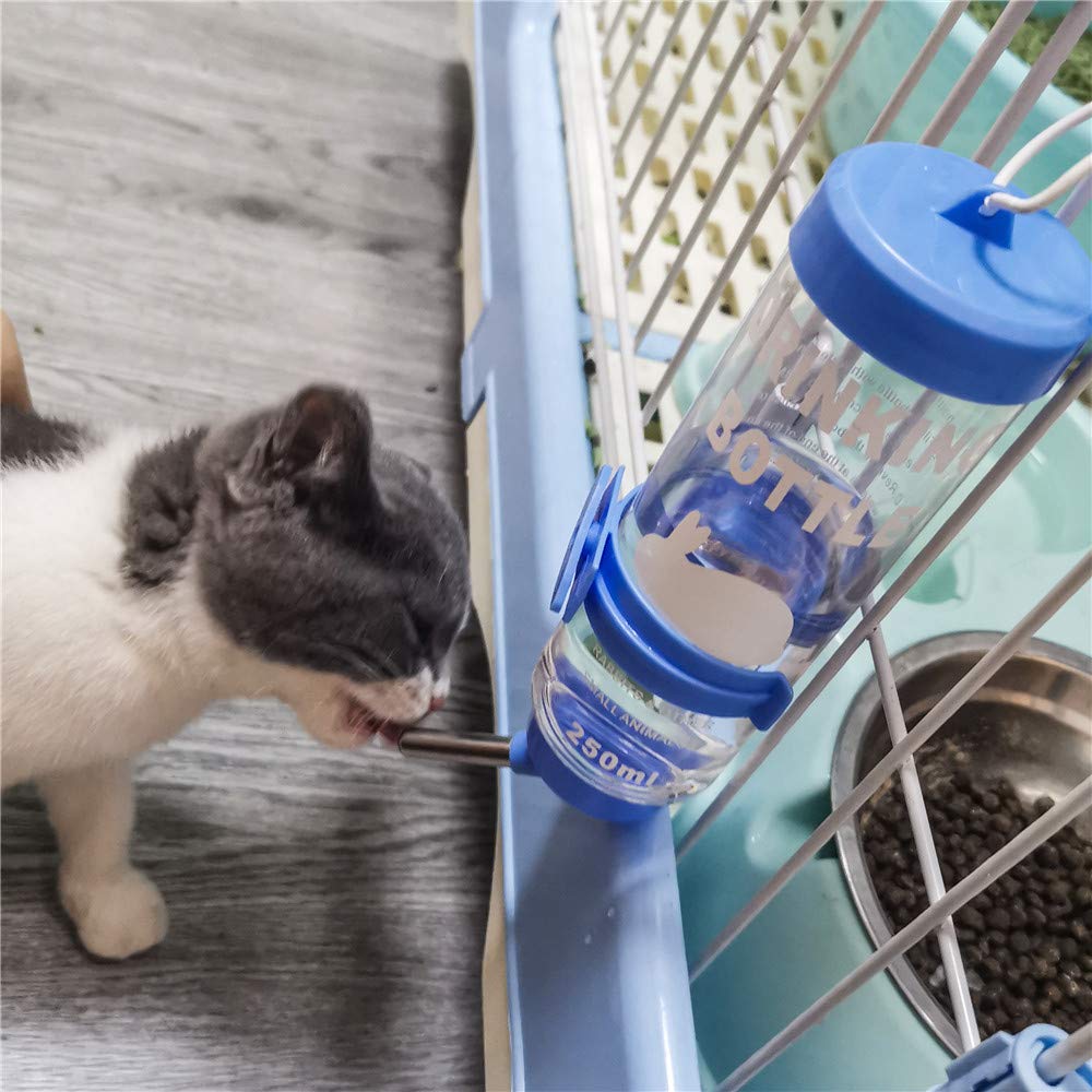 2Pcs 8.45 Oz No Drip Small Animal Water Bottle, Cage Water Bottles For Small Pet/Bunny/Ferret/Hamster/Guinea Pig/Rabbit
