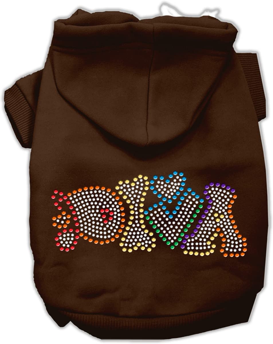 Pet, Dog & Cat Hoodie Rhinestone, 'Technicolor Diva' Brown Xl (14-20 Lbs.)