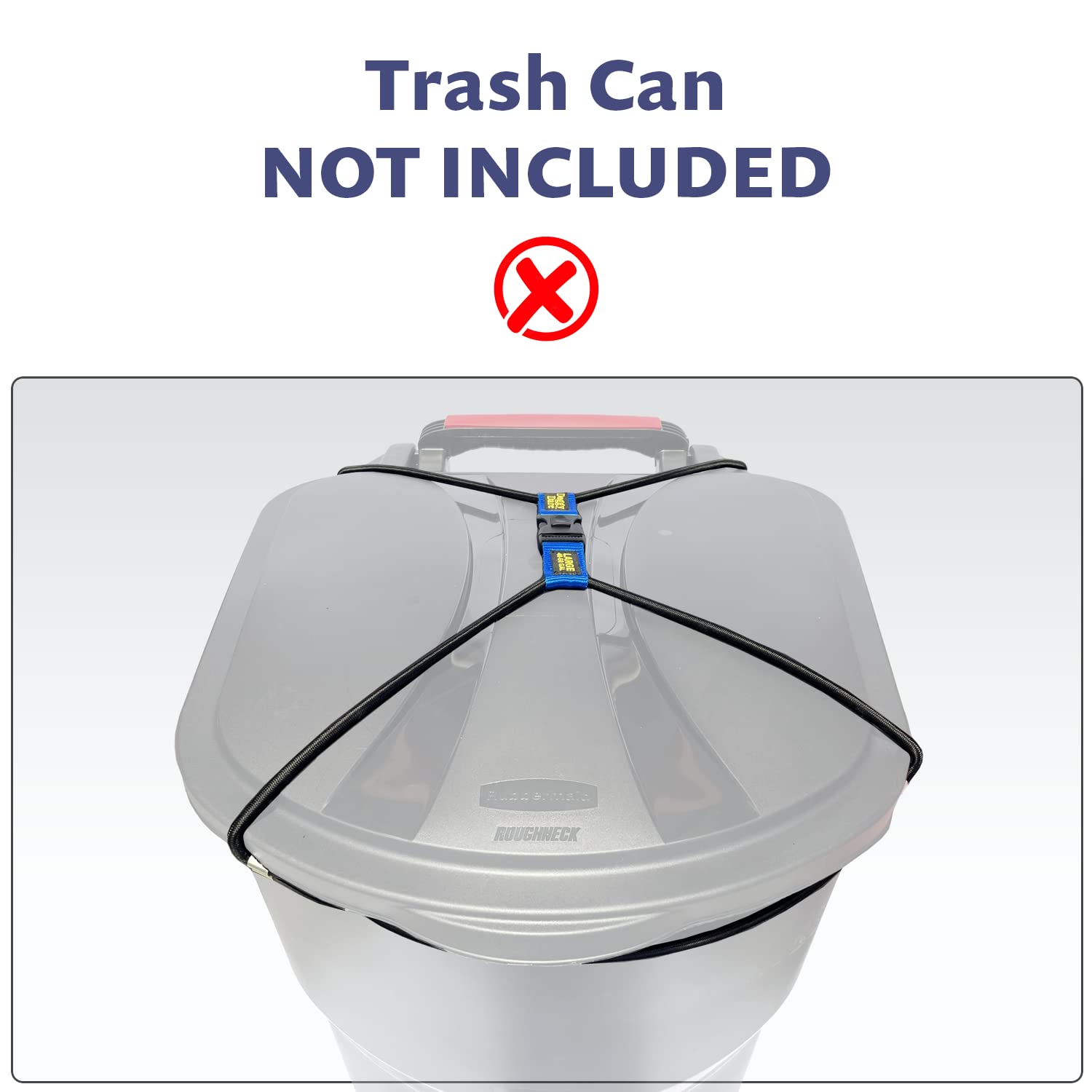 Doggy Dare Trash Can Lock - Large - Fits 45 Gallon Trash Cans - Perfect For Dogs, Raccoons, Opossums - Bungee Cord Design Makes Install Simple (Trash Can Not Included)