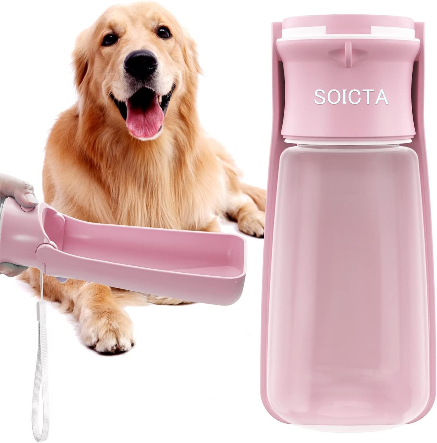 SOICTA Portable Dog Water Bottle for Walking 19 OZ or 12 OZ Portable Pet Water Bottles for Puppy Small Medium Large Dogs Water D