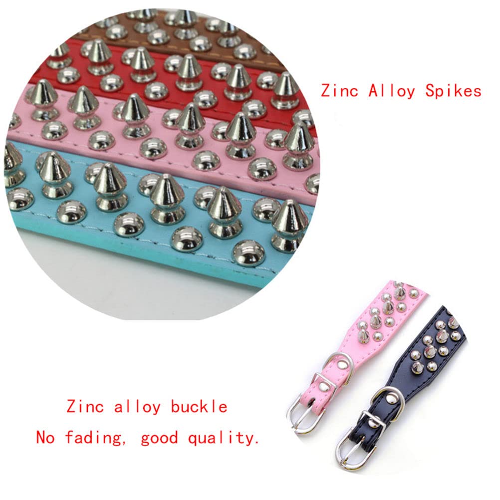 Hot Pink Cat Collar Spiked, Mushrooms Rivet Spike Dog Collar Anti-Bite Studded Protective Pet Neck Faux Leather Female Puppy Col